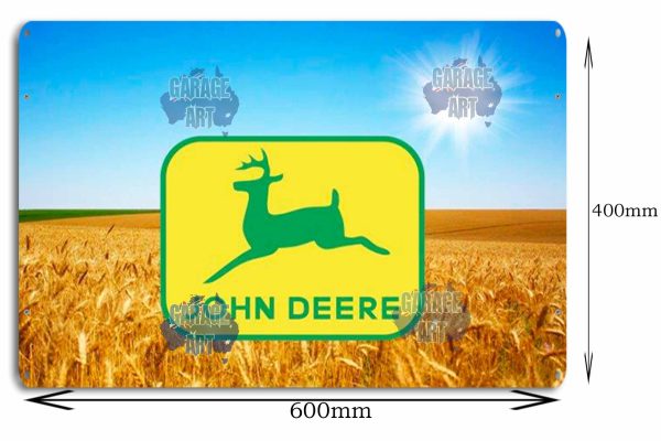 John Deere old Logo 600mmx400mm Tin Sign freeshipping - garageartaustralia