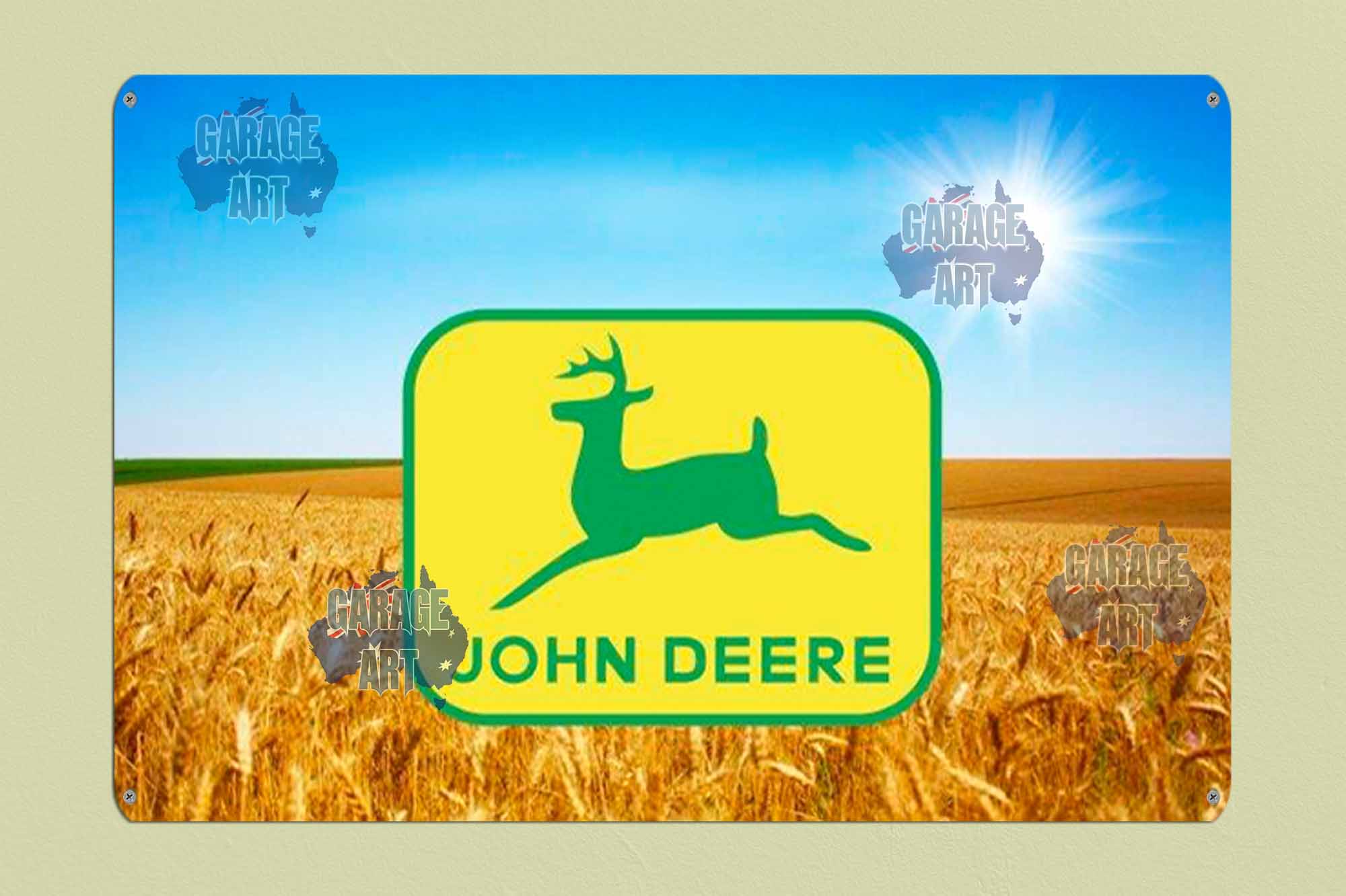 John Deere old Logo 600mmx400mm Tin Sign freeshipping - garageartaustralia