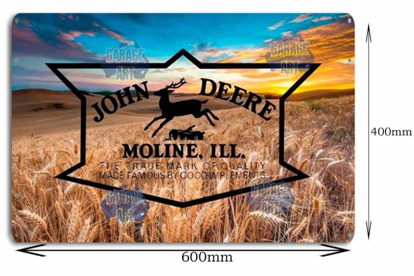 John Deere Wheat 600mmx400mm Tin Sign freeshipping - garageartaustralia