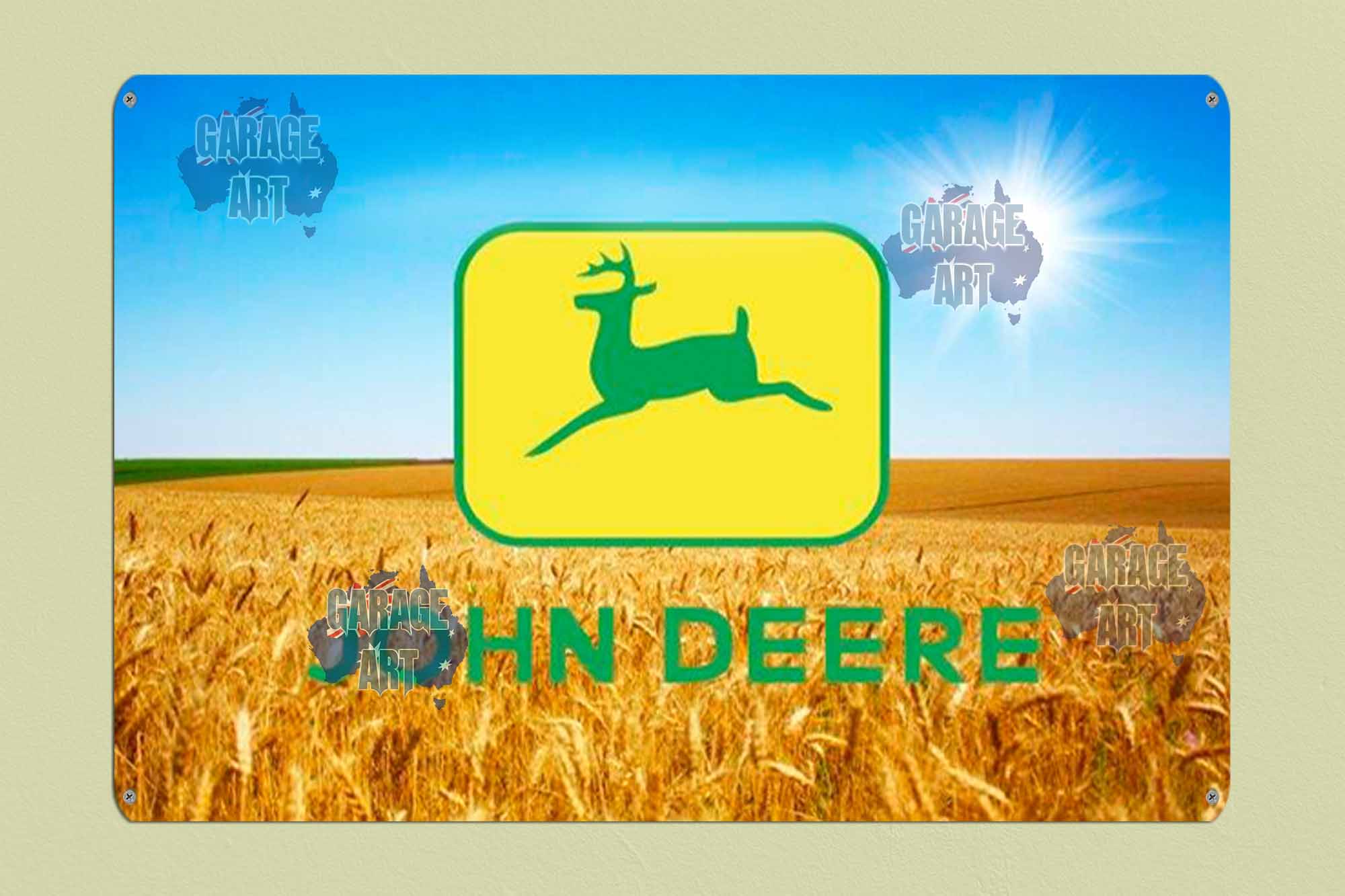Old John Deere Logo 600mmx400mm Tin Sign freeshipping - garageartaustralia