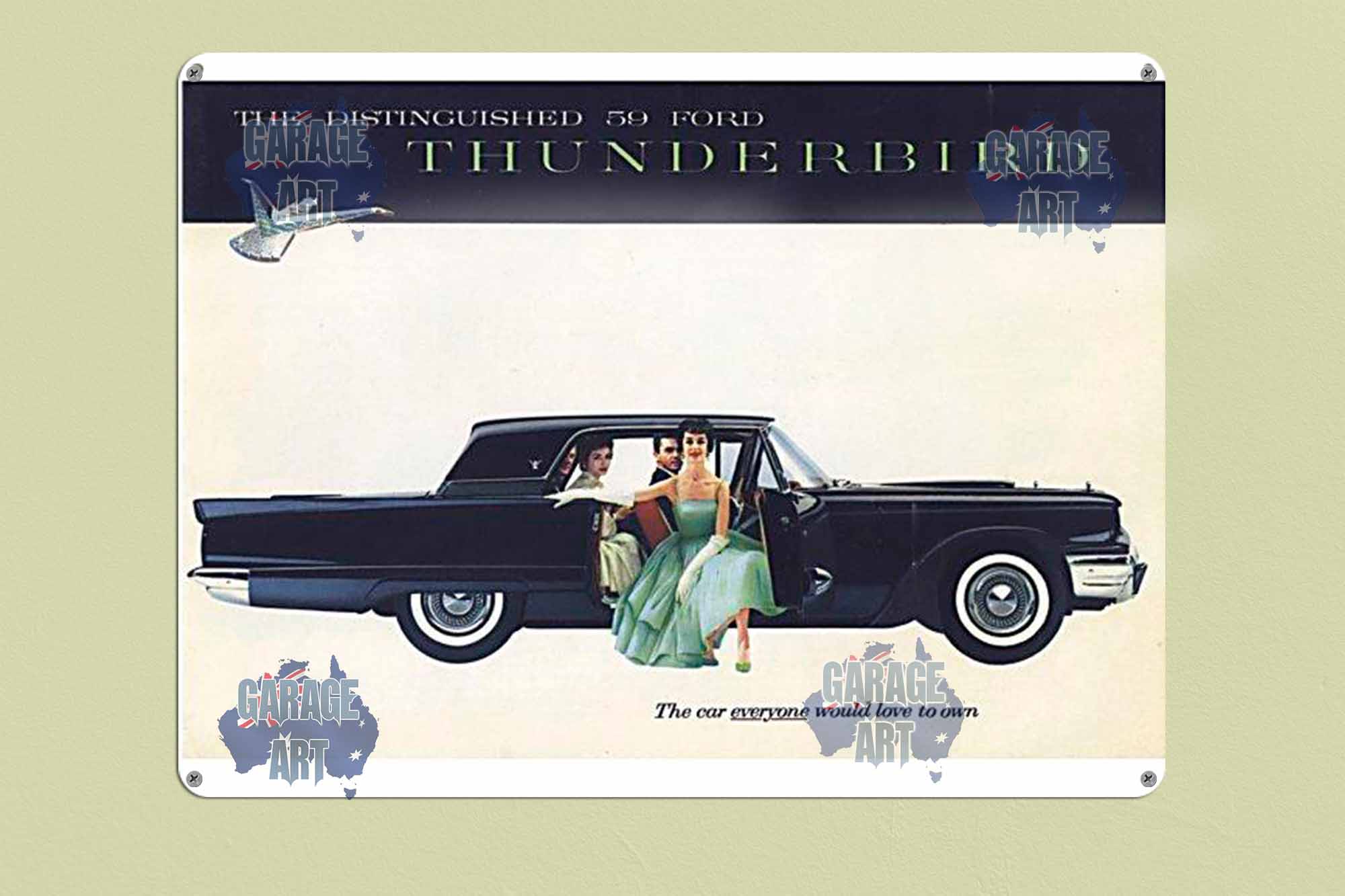 59 Ford Thunderbird Distinguished Tin Sign freeshipping - garageartaustralia