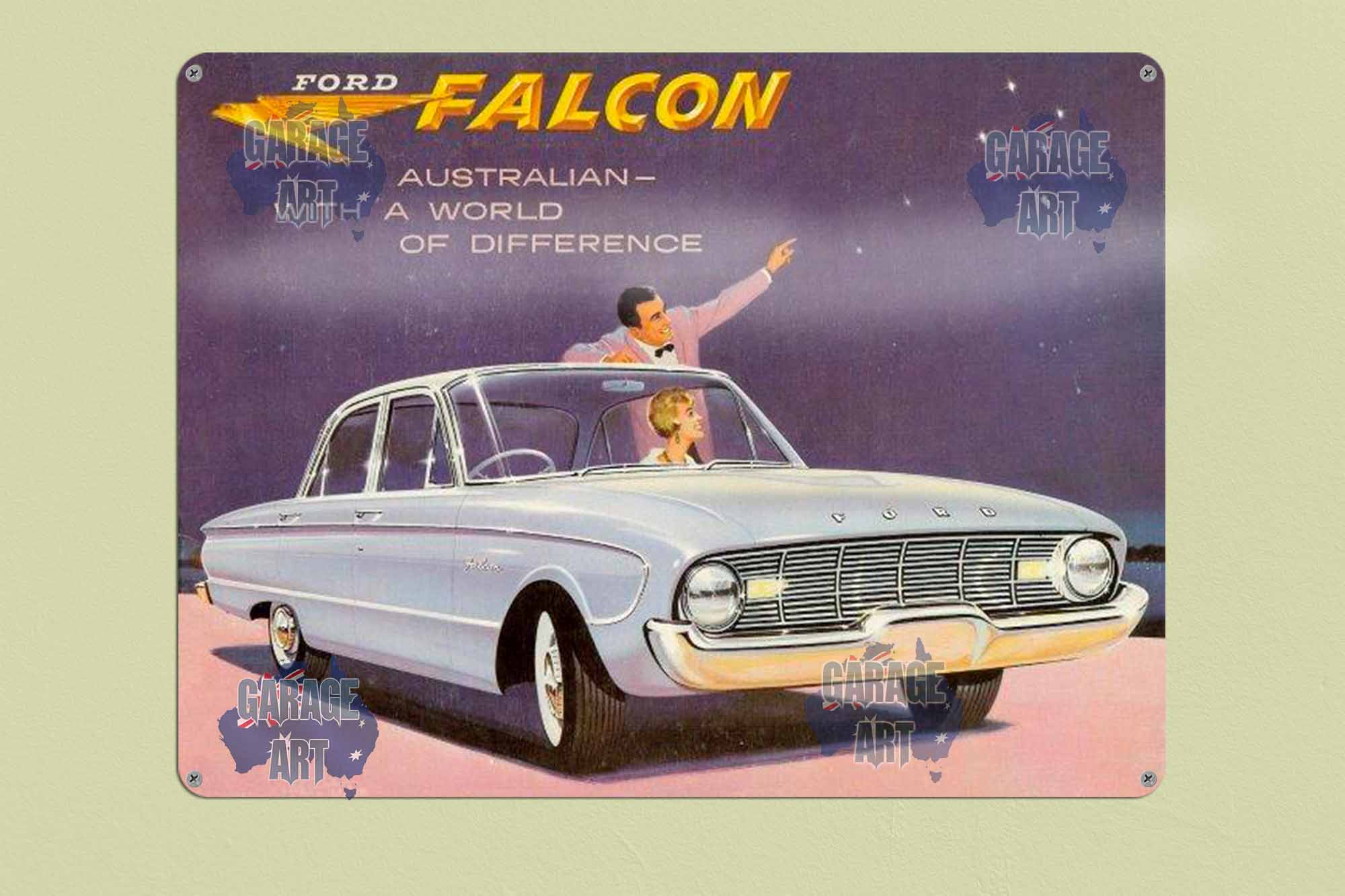 Australian Ford Falcon World of Difference Tin Sign freeshipping - garageartaustralia