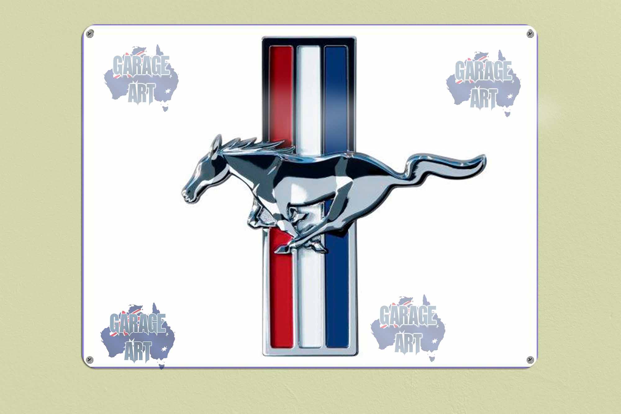 Mustang Logo Coloured Tin Sign freeshipping - garageartaustralia