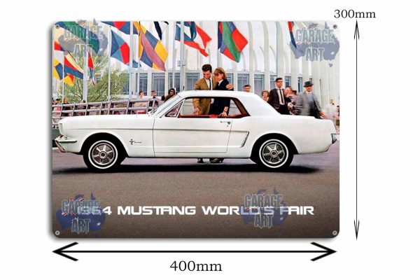 1964 Mustang World Fair Tin Sign freeshipping - garageartaustralia