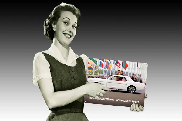 1964 Mustang World Fair Tin Sign freeshipping - garageartaustralia