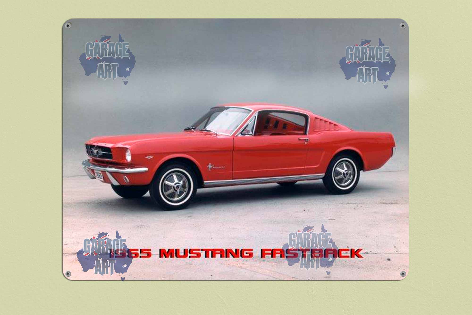 Red Fastback 65 Mustang Tin Sign freeshipping - garageartaustralia