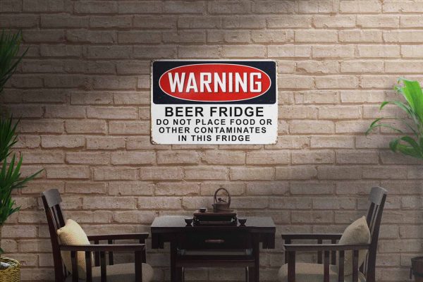 Warning Beer Fridge 600mmx400mm Tin Sign freeshipping - garageartaustralia