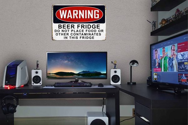 Warning Beer Fridge 600mmx400mm Tin Sign freeshipping - garageartaustralia