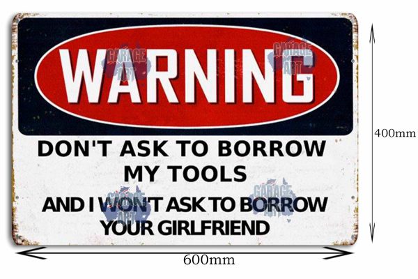 Warning Tools 600mmx400mm Tin Sign freeshipping - garageartaustralia