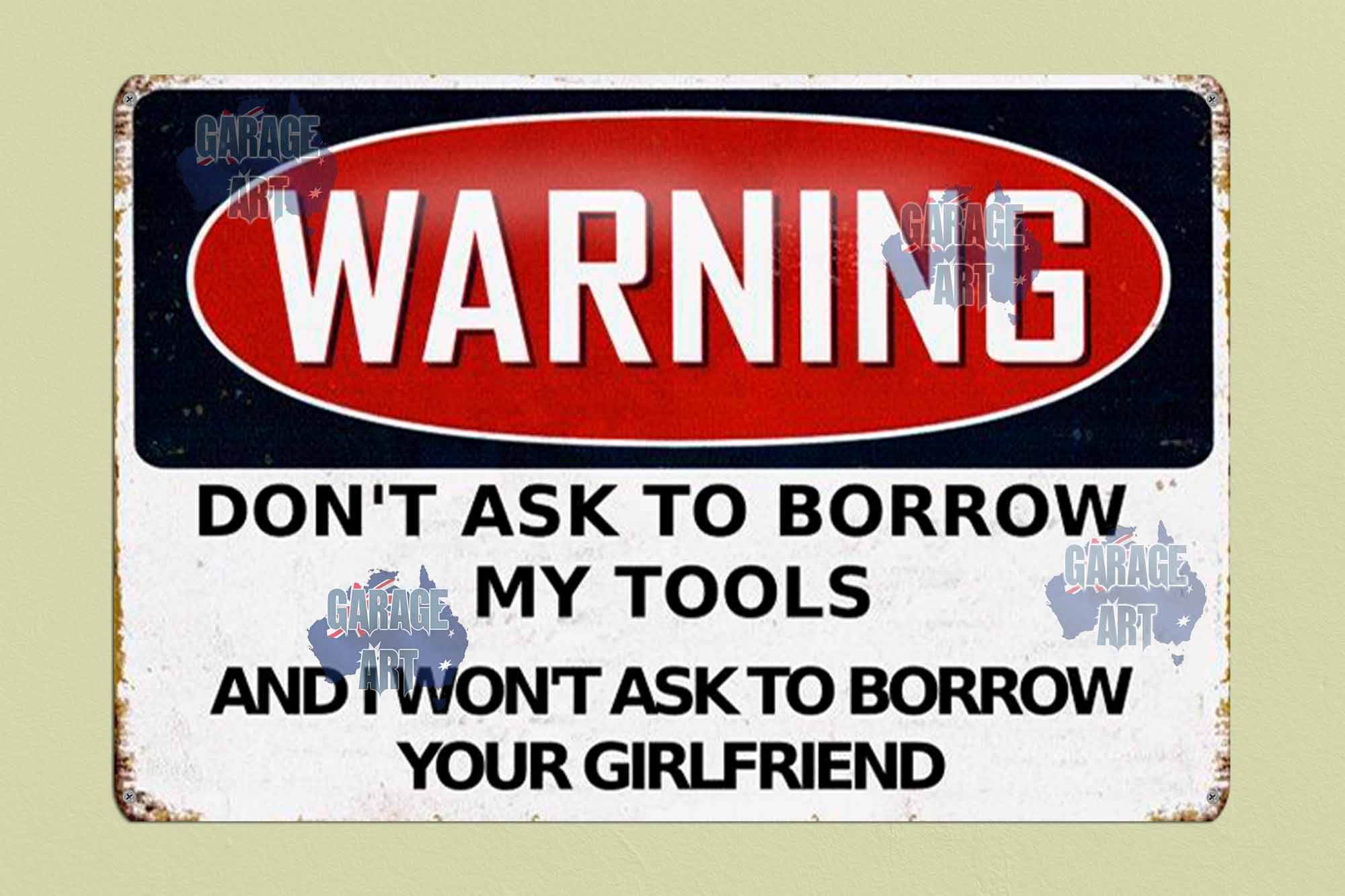 Warning Tools 600mmx400mm Tin Sign freeshipping - garageartaustralia