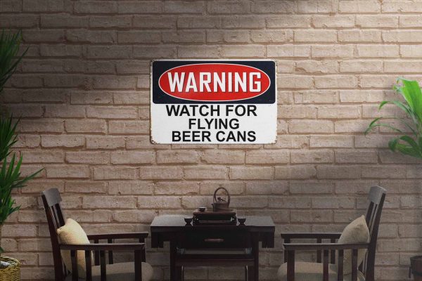 Watch for Flying Beer Cans 600mmx400mm Tin Sign freeshipping - garageartaustralia