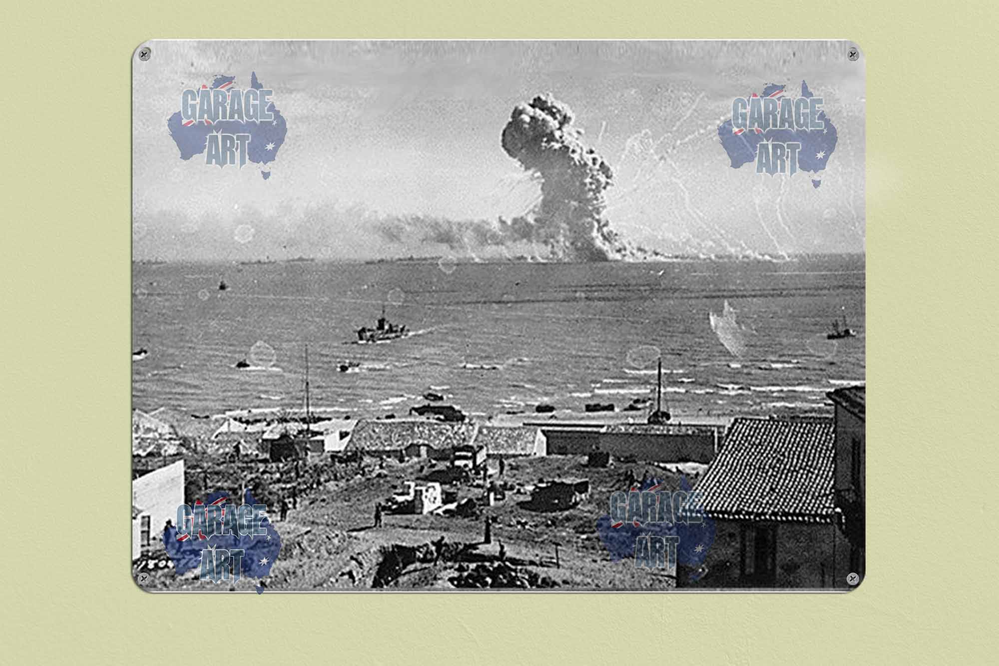 Ammunition Ship Explosion WW2 Tin Sign freeshipping - garageartaustralia