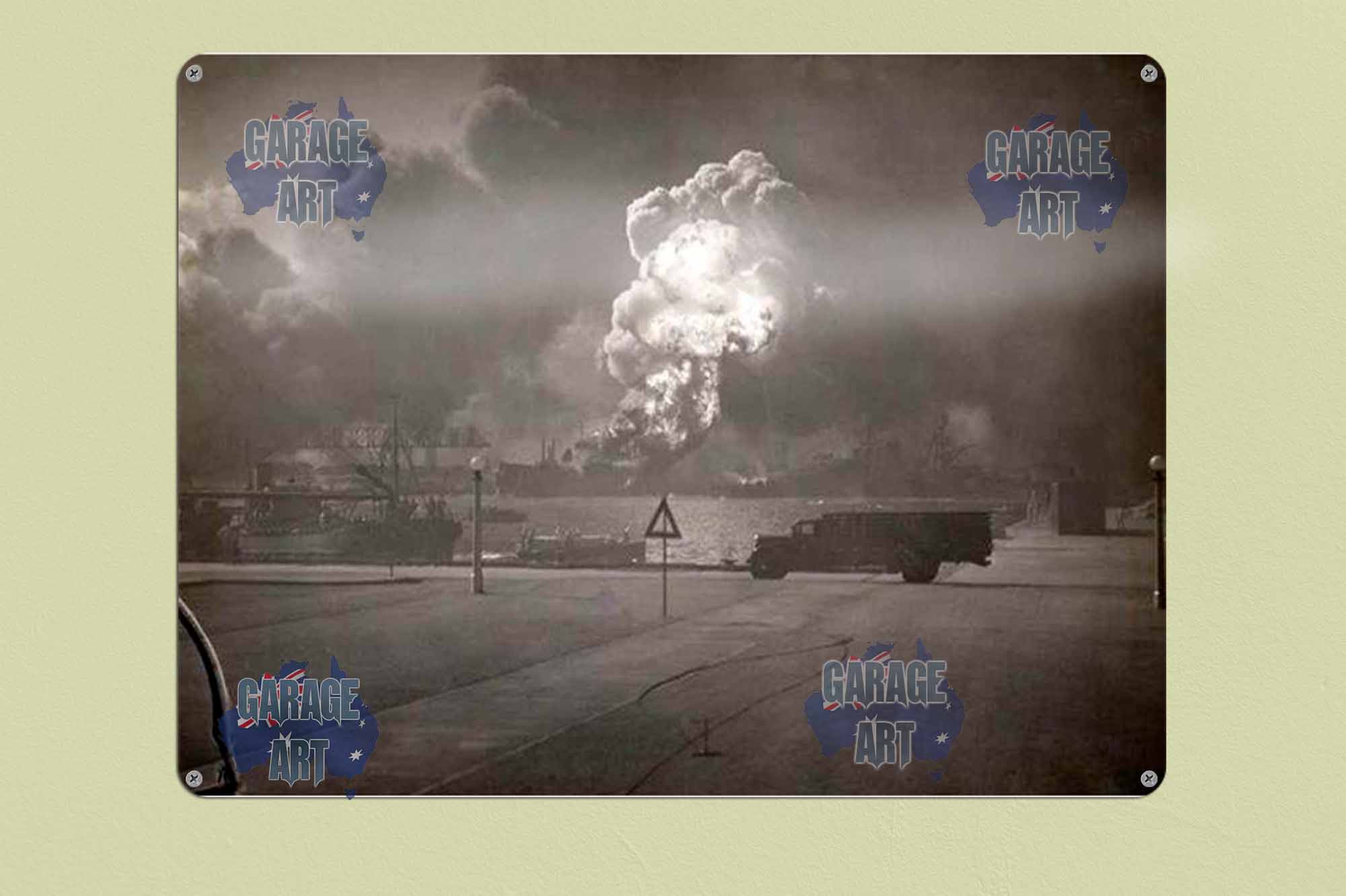 Bombing of Pearl Harbour Tin Sign freeshipping - garageartaustralia