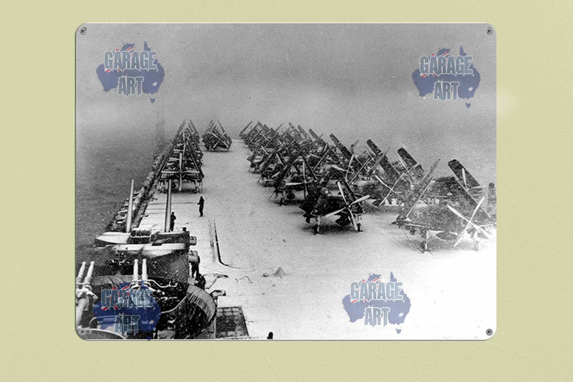 WW2 Aircraft Carrier Tin Sign freeshipping - garageartaustralia