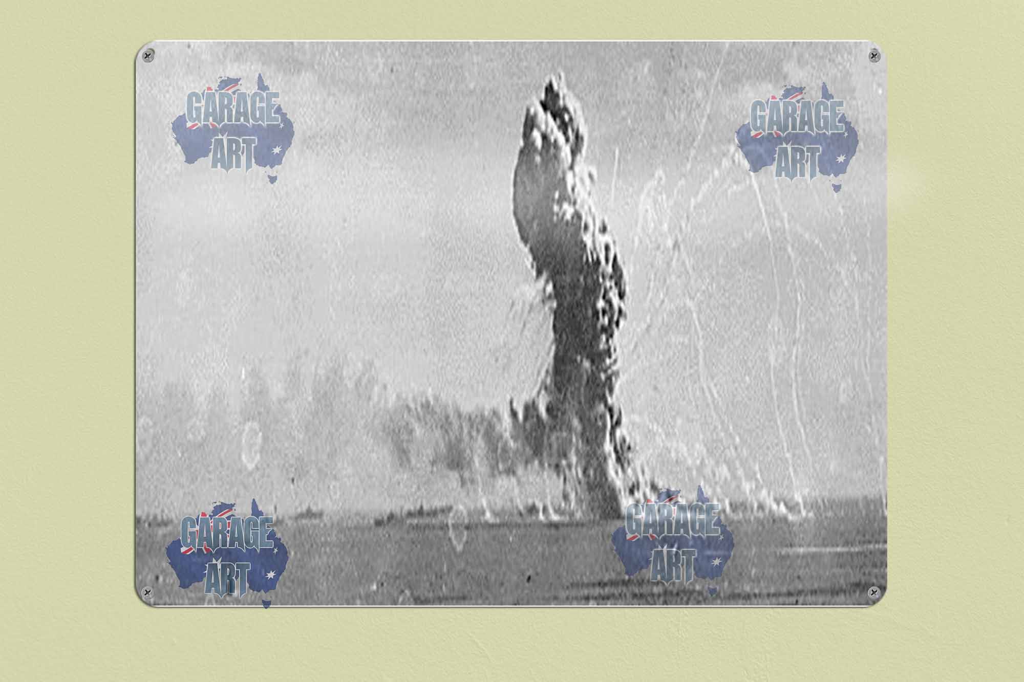 WW2 Ammunition Ship Explosion Closeup Tin Sign freeshipping - garageartaustralia