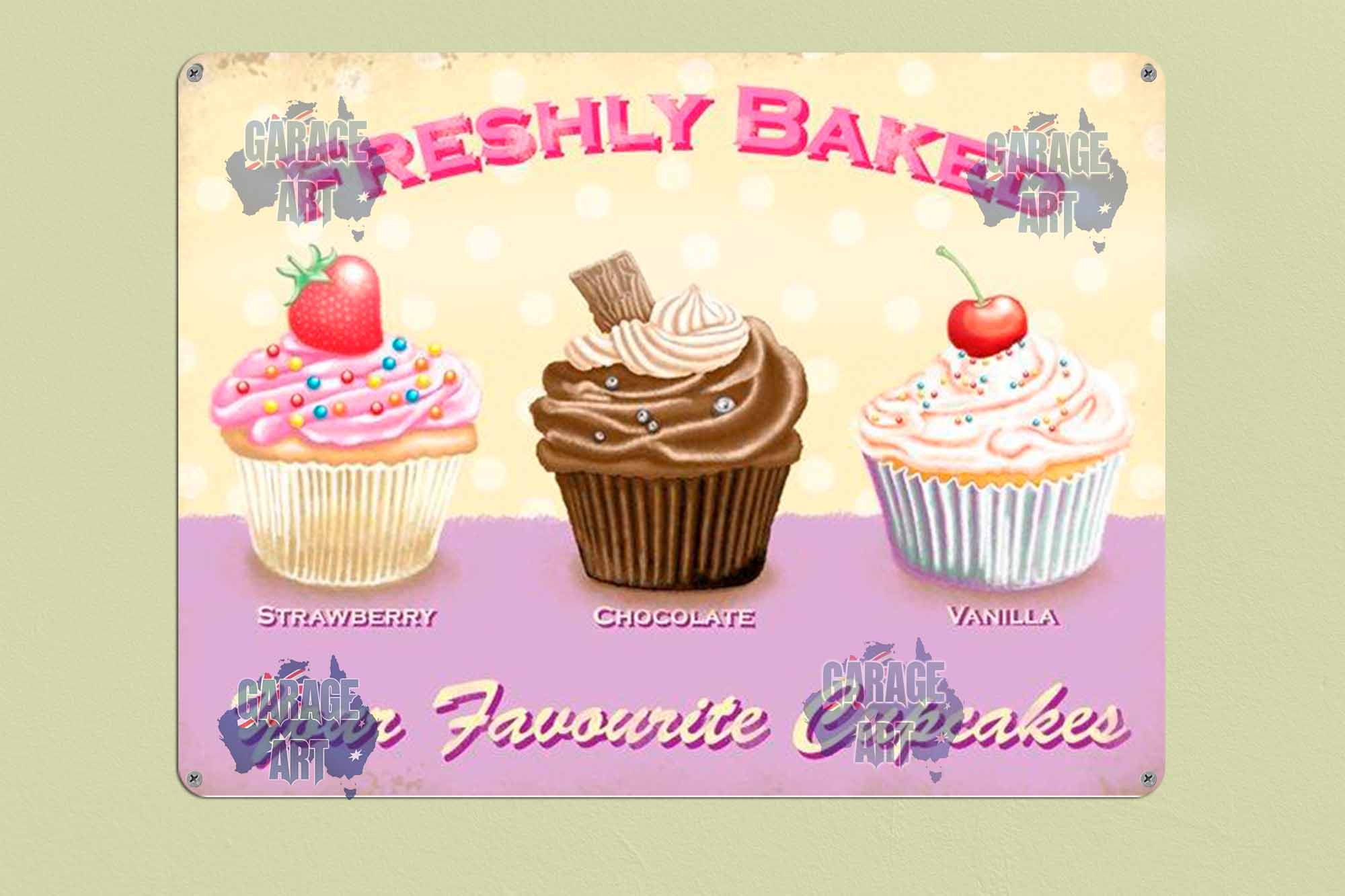Freshly Baked Cup Cakes Tin Sign freeshipping - garageartaustralia