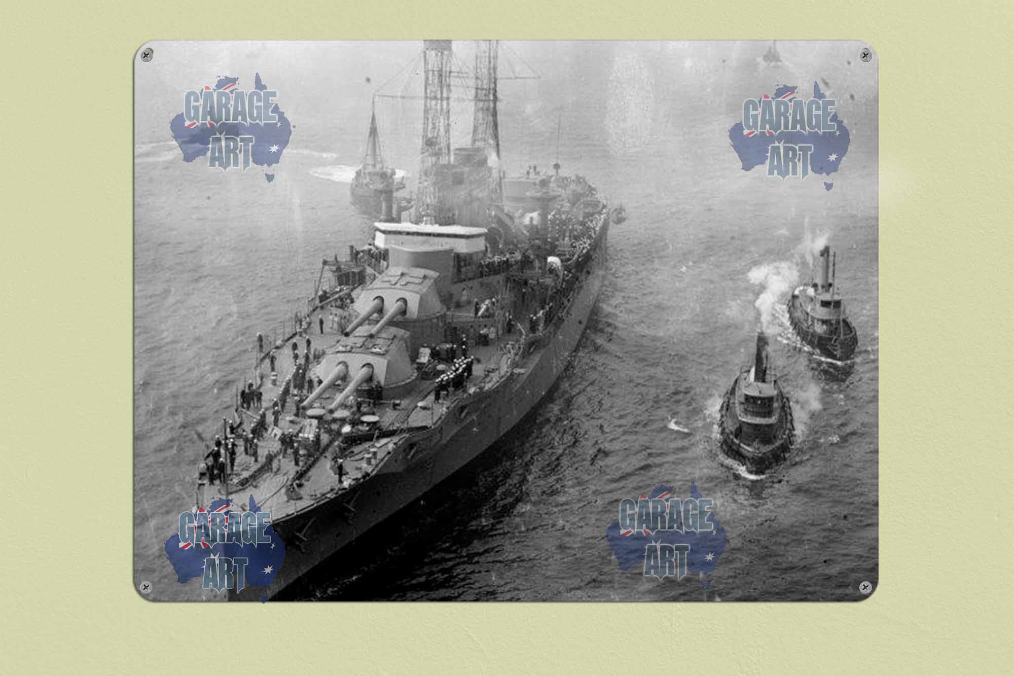 Battleship WW2 Tin Sign freeshipping - garageartaustralia