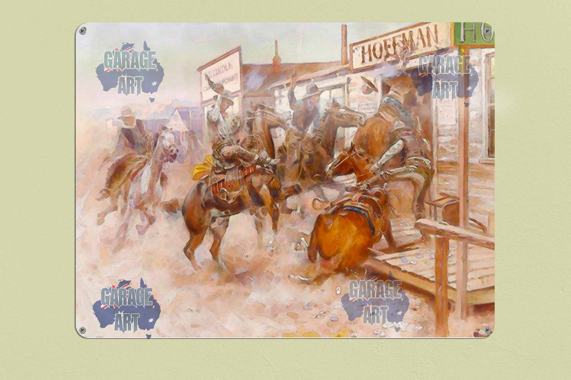 Cowboys at The Hotel Tin Sign freeshipping - garageartaustralia