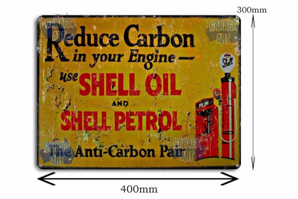 Shell Oil & Petrol Anti Carbon Stressed Tin Sign freeshipping - garageartaustralia