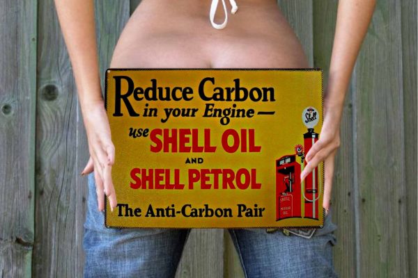 Shell Oil & Petrol Anti Carbon NO STRESS Tin Sign freeshipping - garageartaustralia