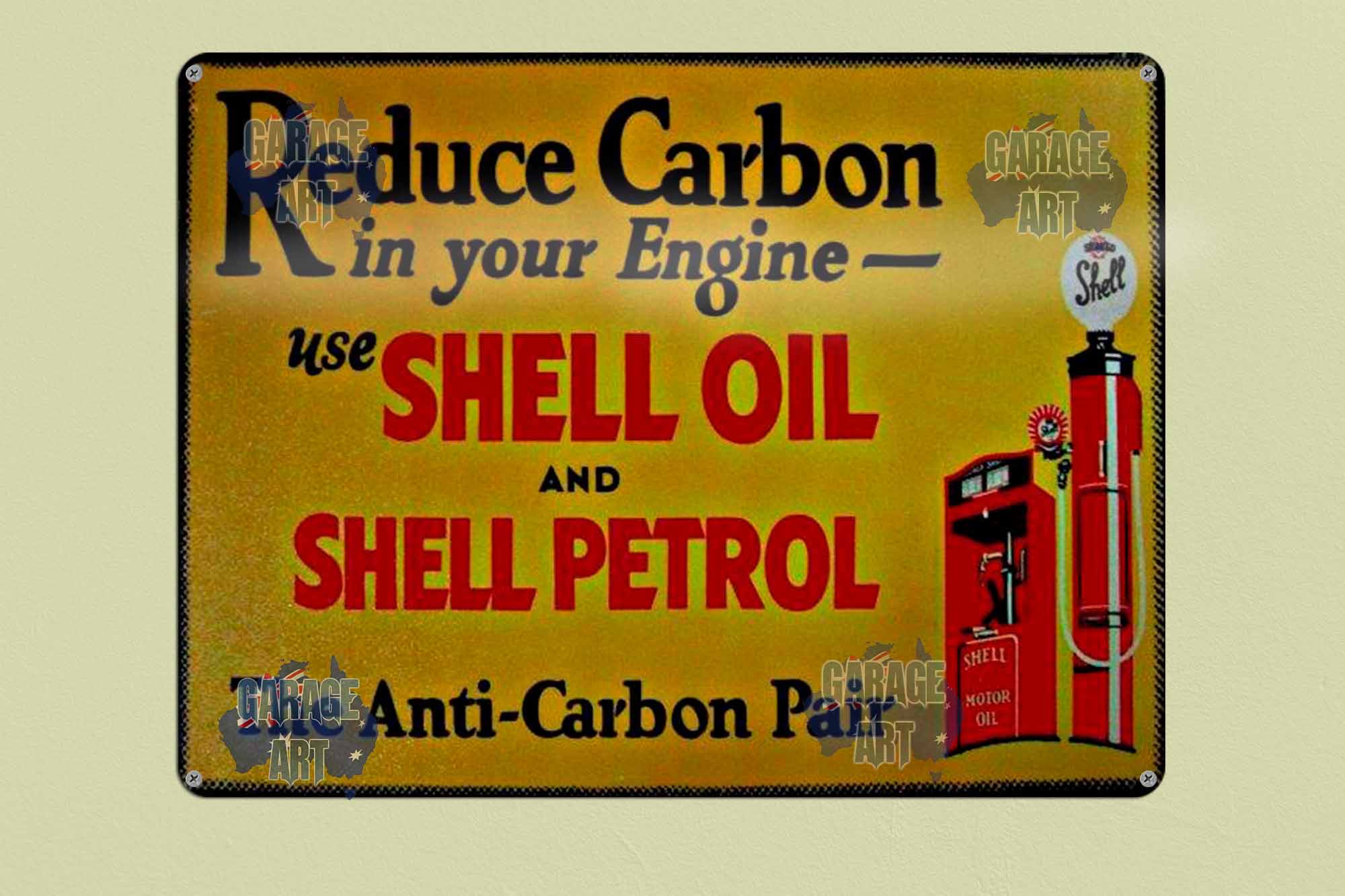 Shell Oil & Petrol Anti Carbon NO STRESS Tin Sign freeshipping - garageartaustralia