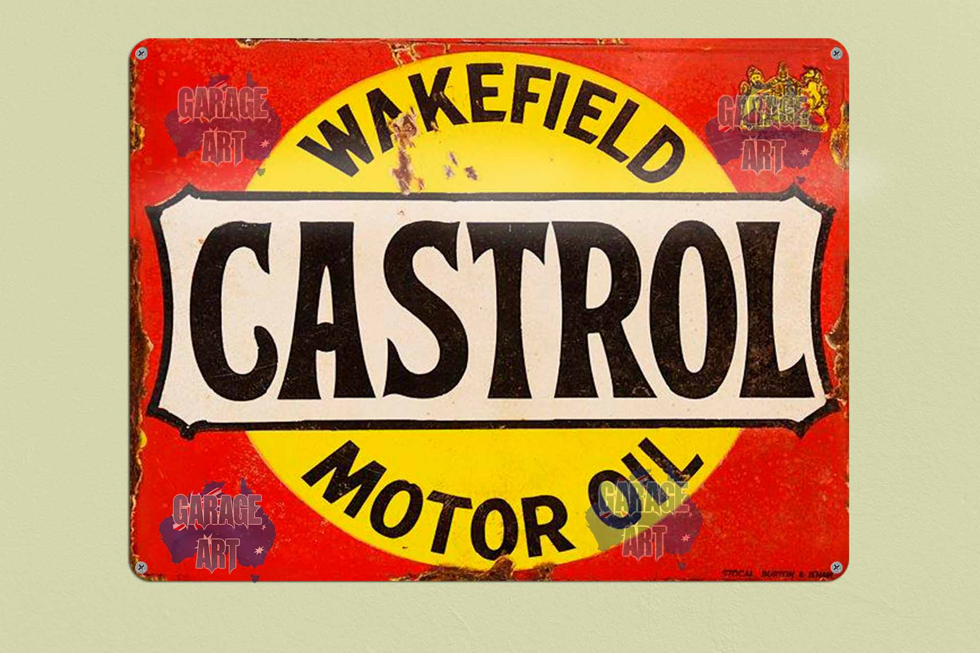 Old Original Castrol Wakefield Motor OIl Tin Sign freeshipping - garageartaustralia