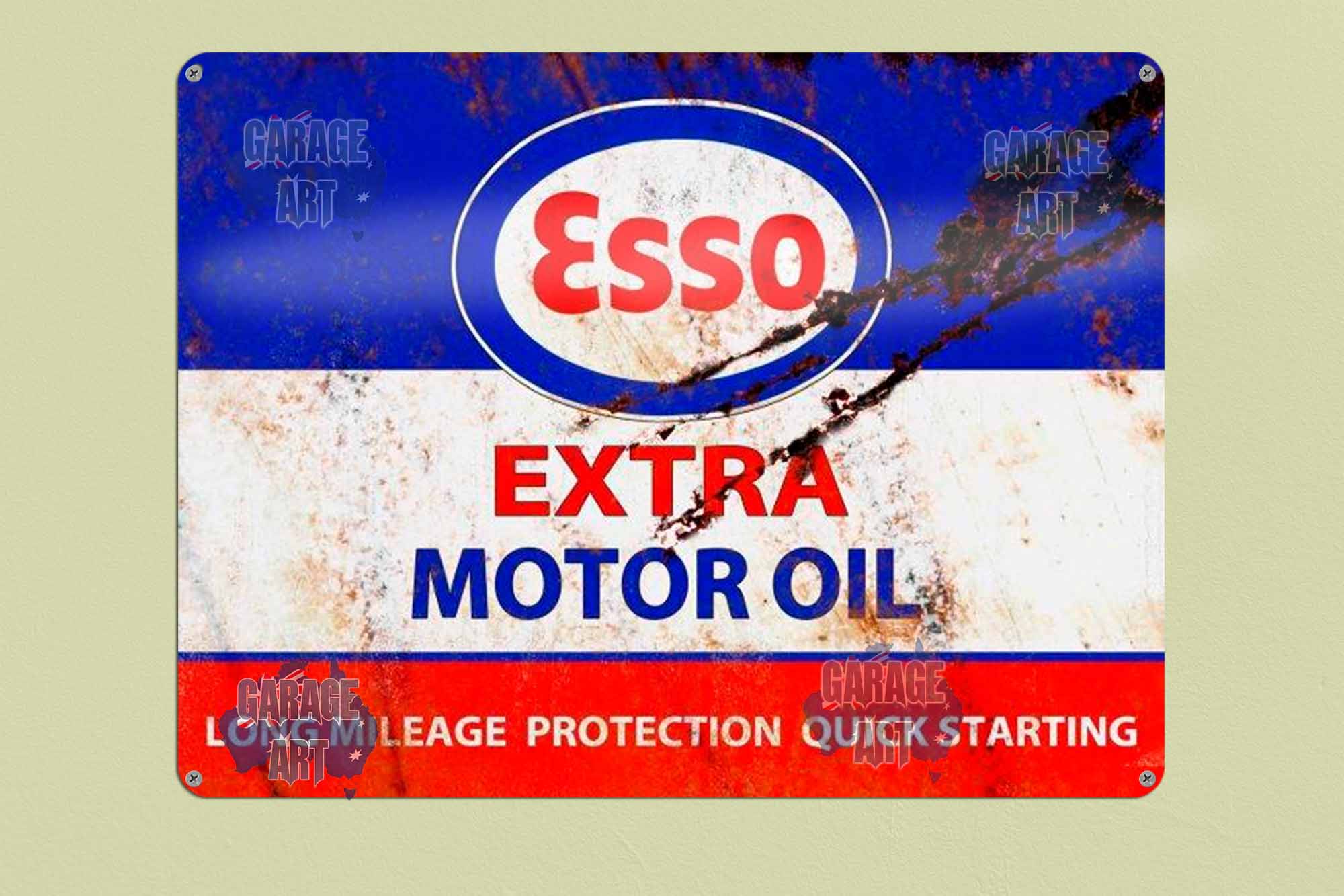 Esso Extra Rusty Tin Sign freeshipping - garageartaustralia