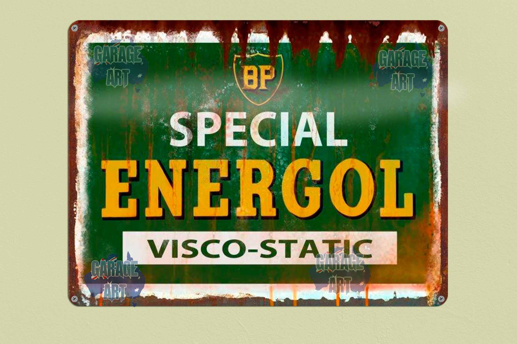 BP Special Energol Rusty Tin Sign freeshipping - garageartaustralia