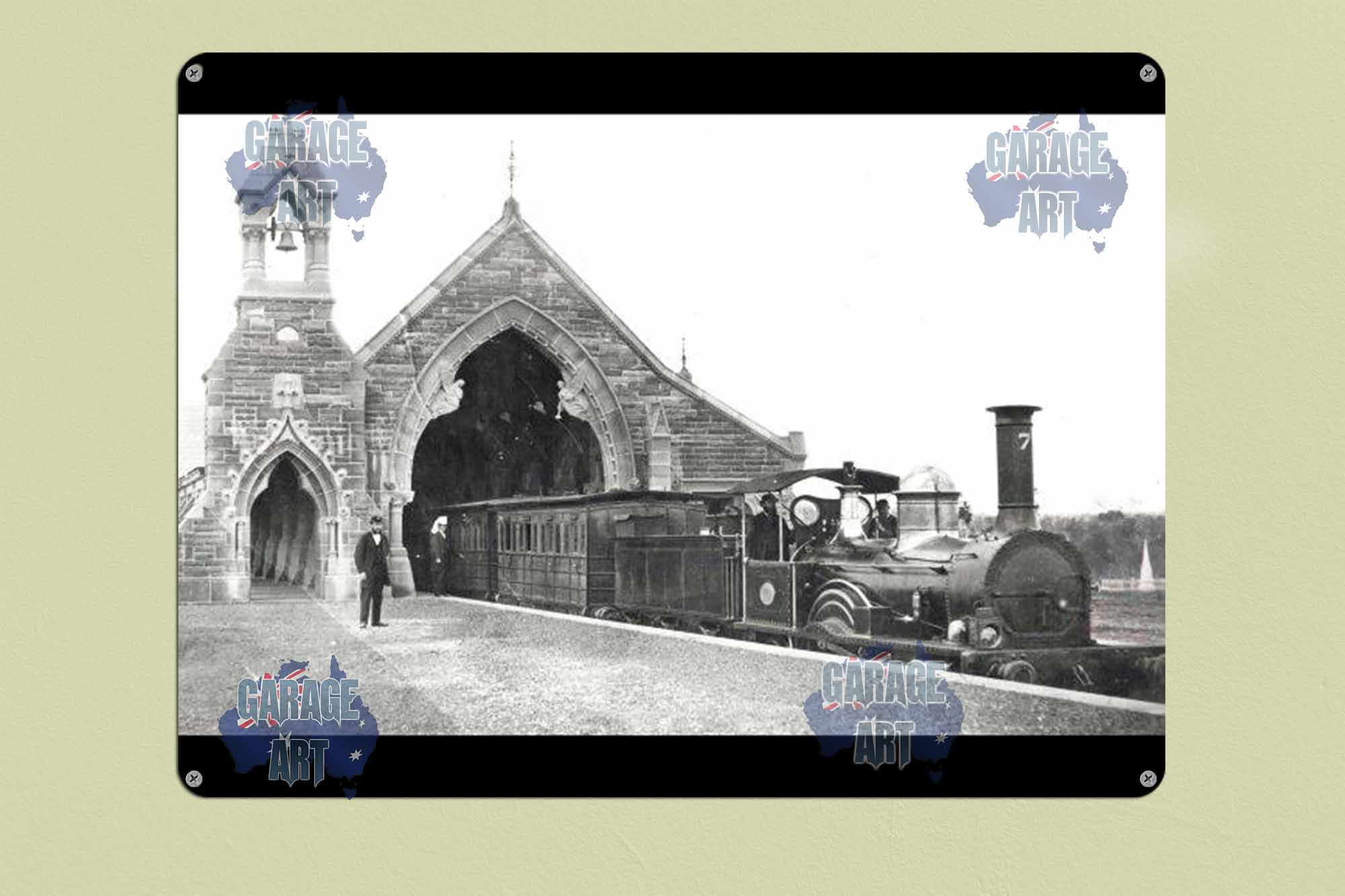The Morgue Steam Train Leaving The Cathedral Canberra Tin Sign freeshipping - garageartaustralia
