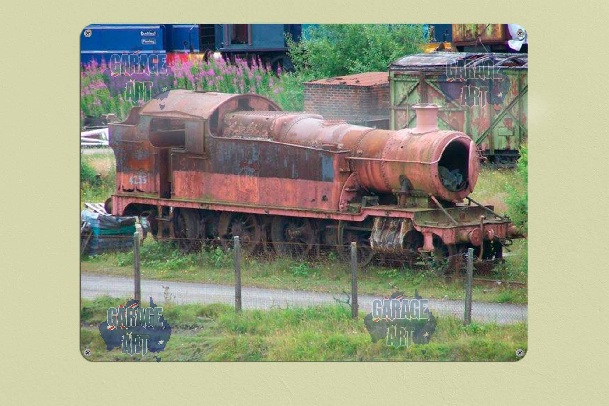 Steam Train Grave Yard Tin Sign freeshipping - garageartaustralia