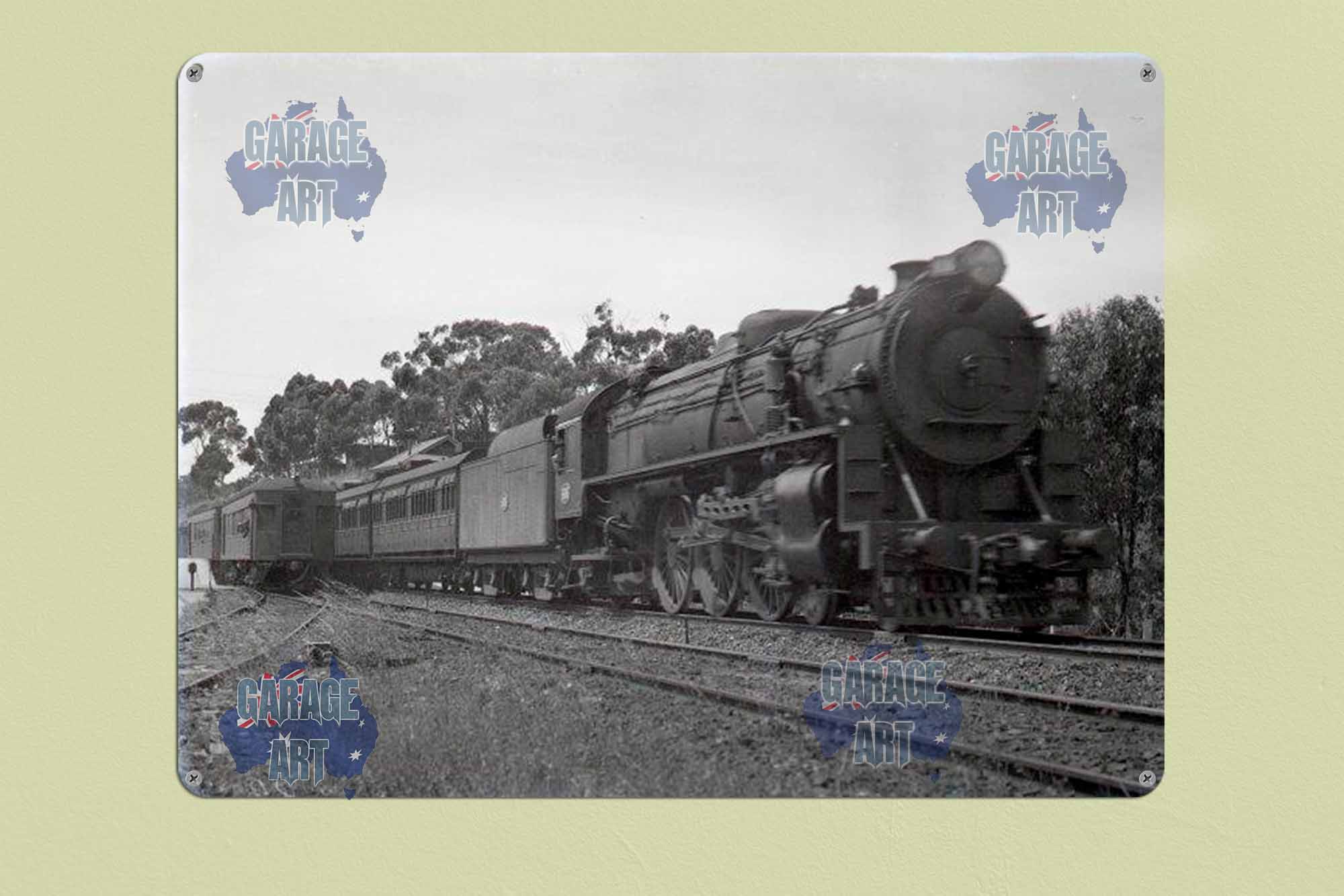 Steam Train Passanger Train Tin Sign freeshipping - garageartaustralia