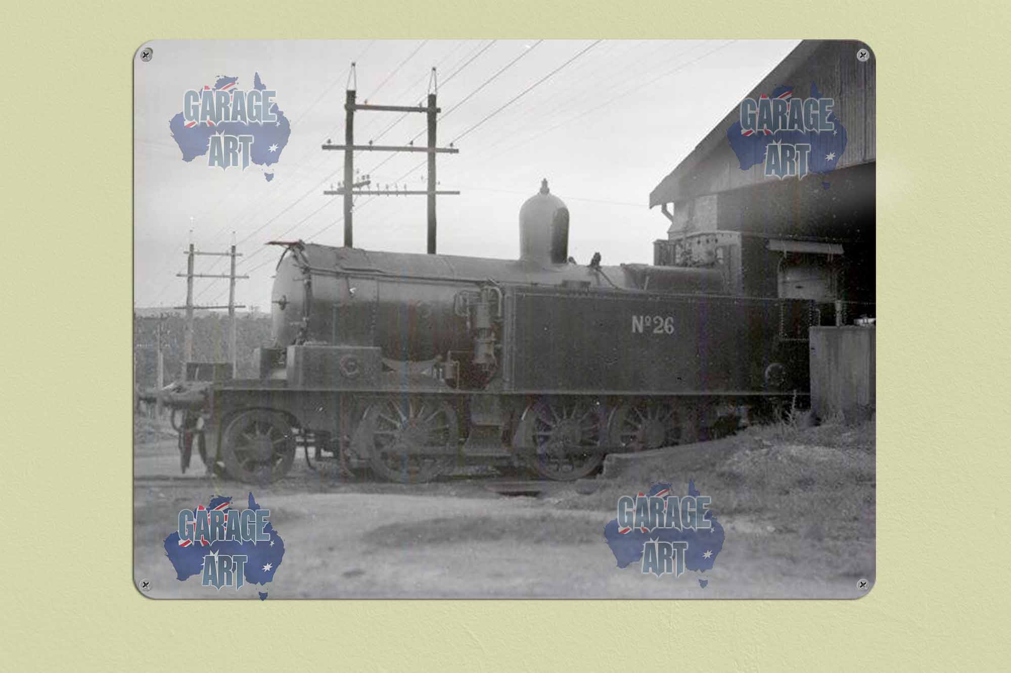 Steam Train Number 26 Tin Sign freeshipping - garageartaustralia