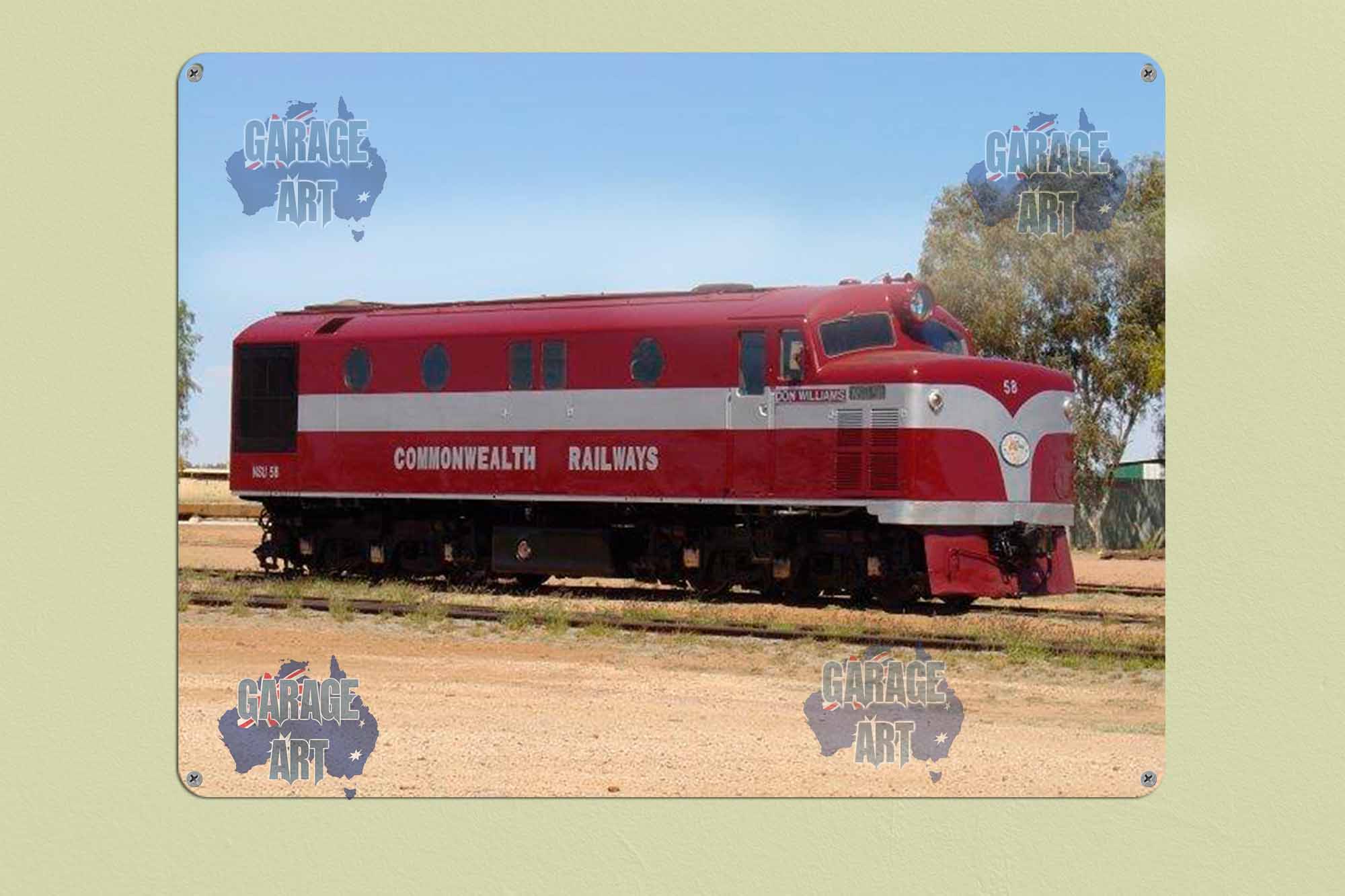Commonwealth Railways Old Gahn Loco Tin Sign freeshipping - garageartaustralia