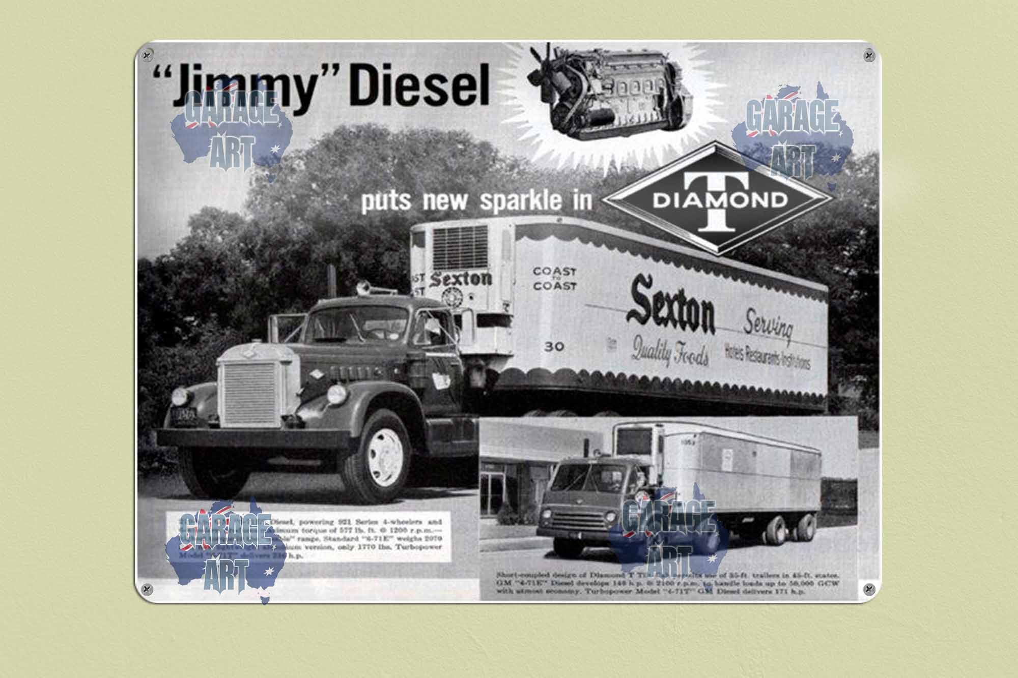 Diamond T Jimmy Diesel Tin Sign freeshipping - garageartaustralia