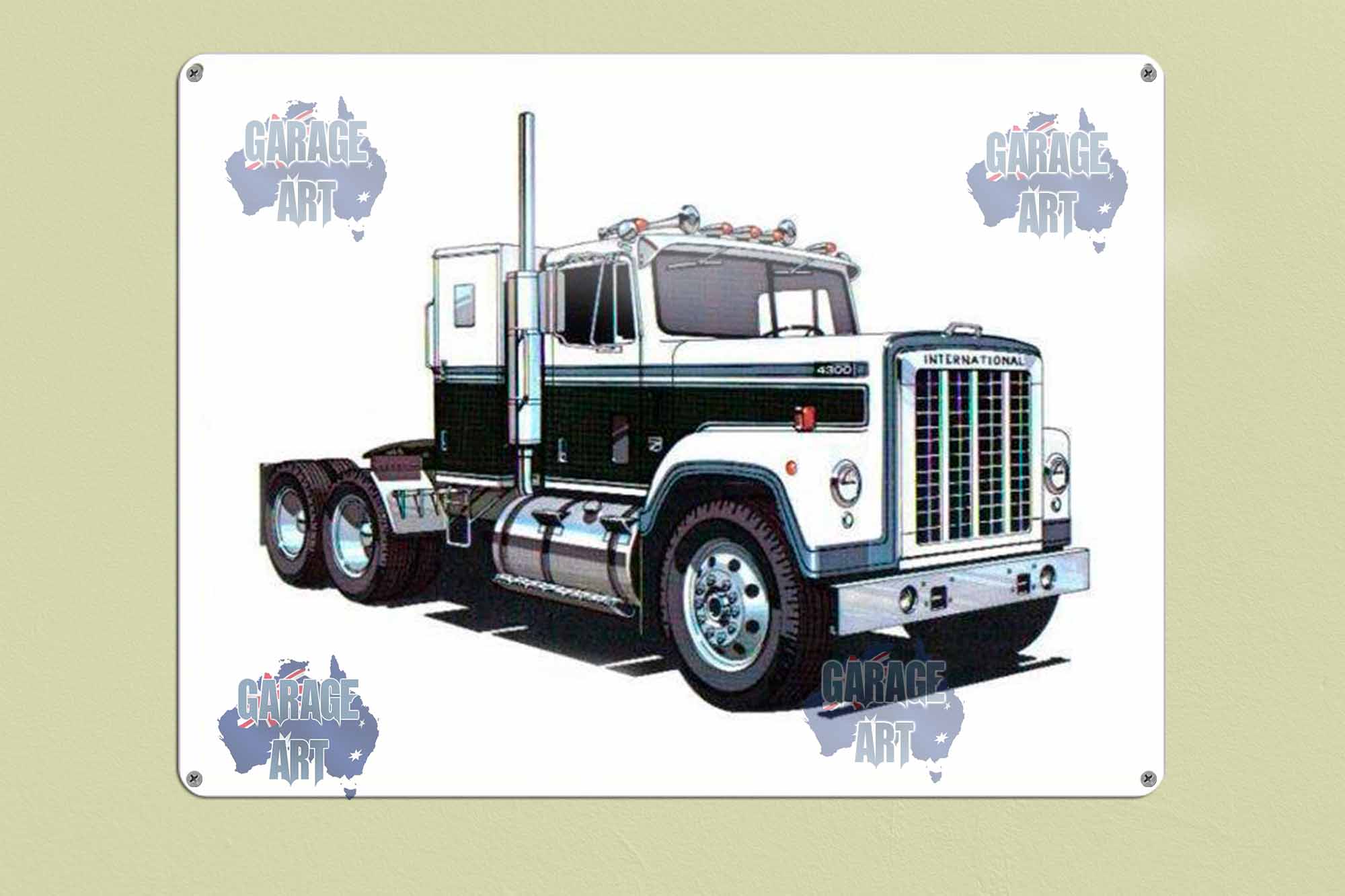 International Transtar Truck Green Tin Sign freeshipping - garageartaustralia