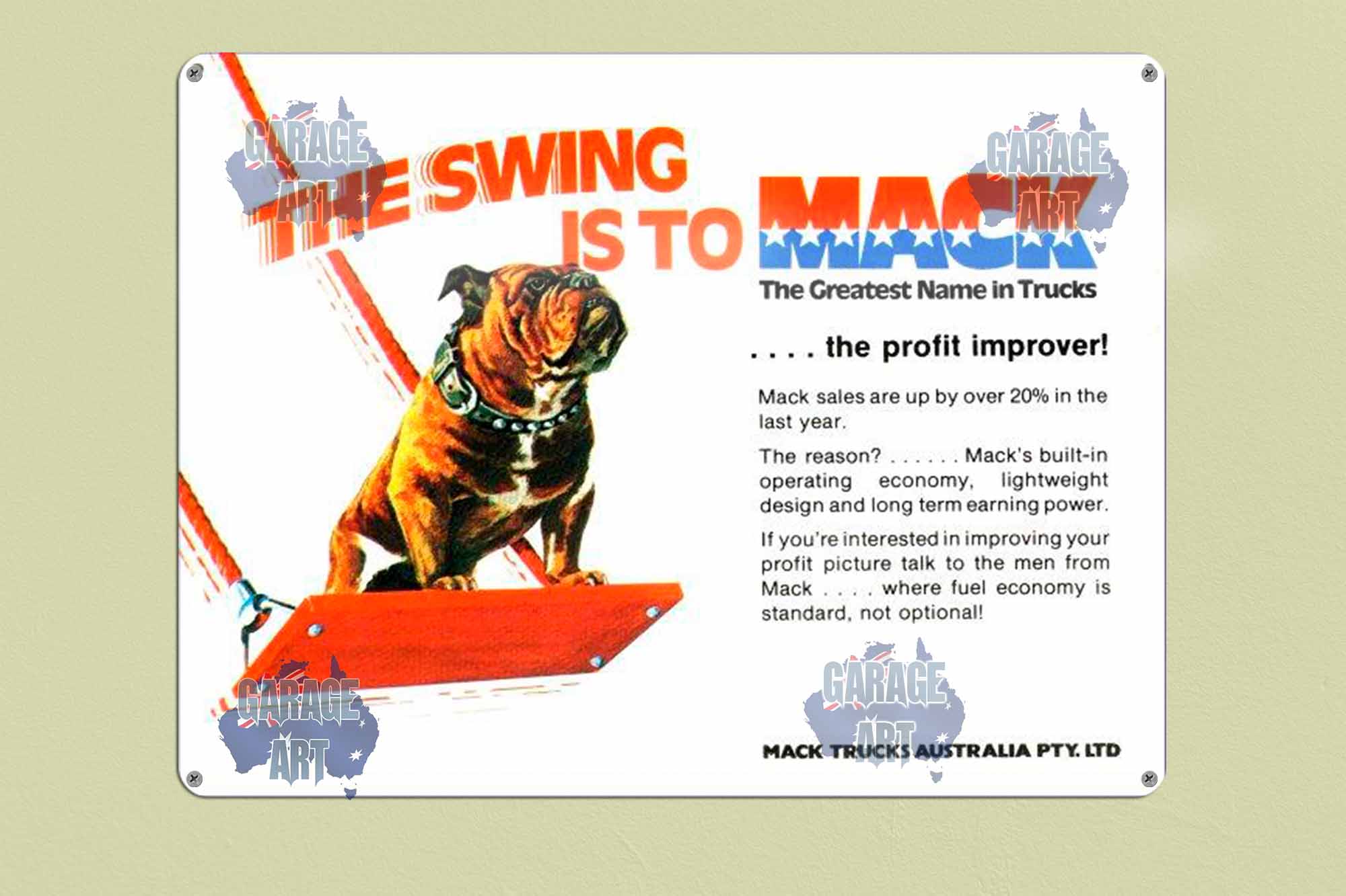 Swing to Mack Trucks Tin Sign freeshipping - garageartaustralia