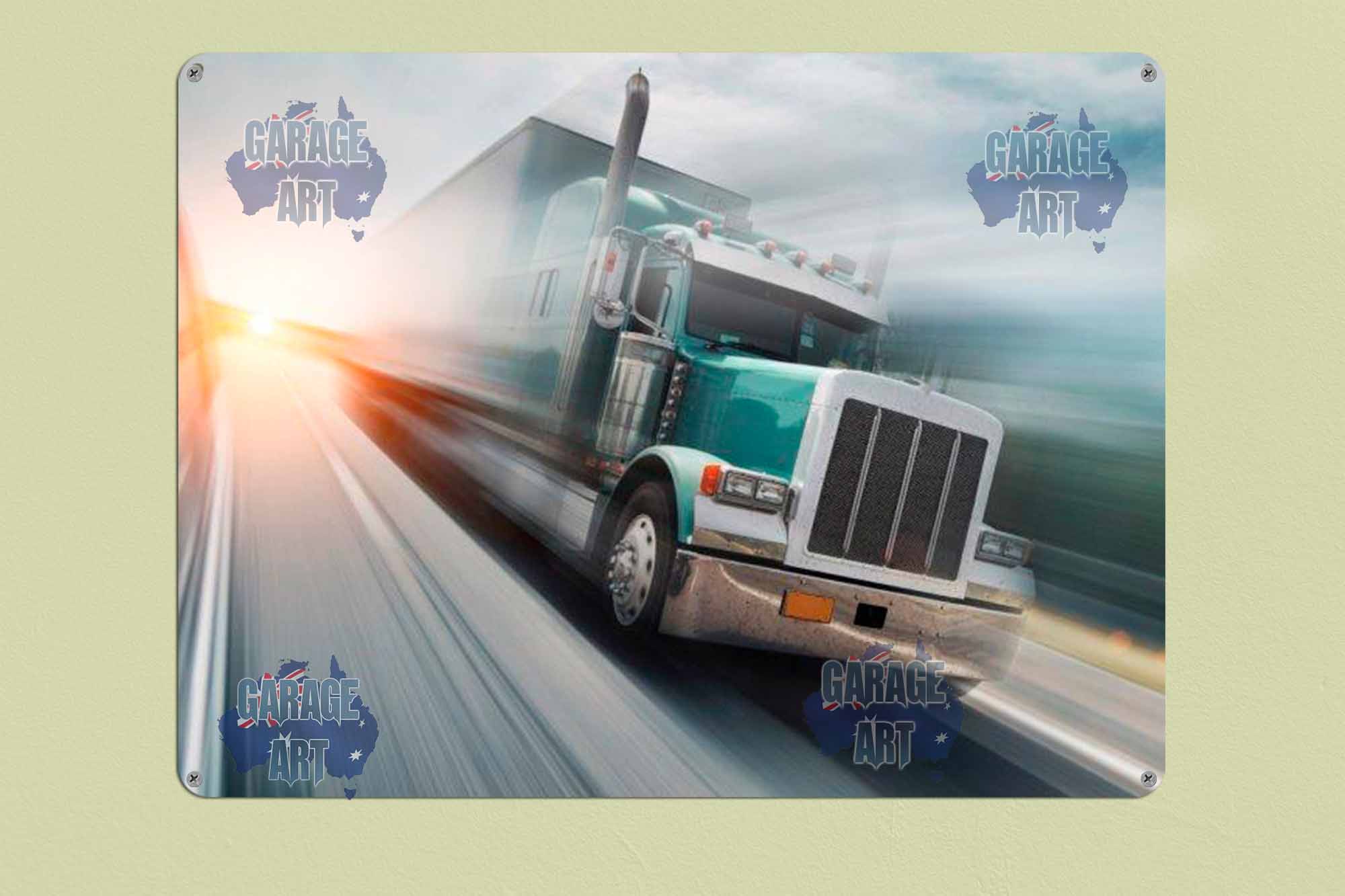 Peterfbilt Truck Running Fast Tin Sign freeshipping - garageartaustralia