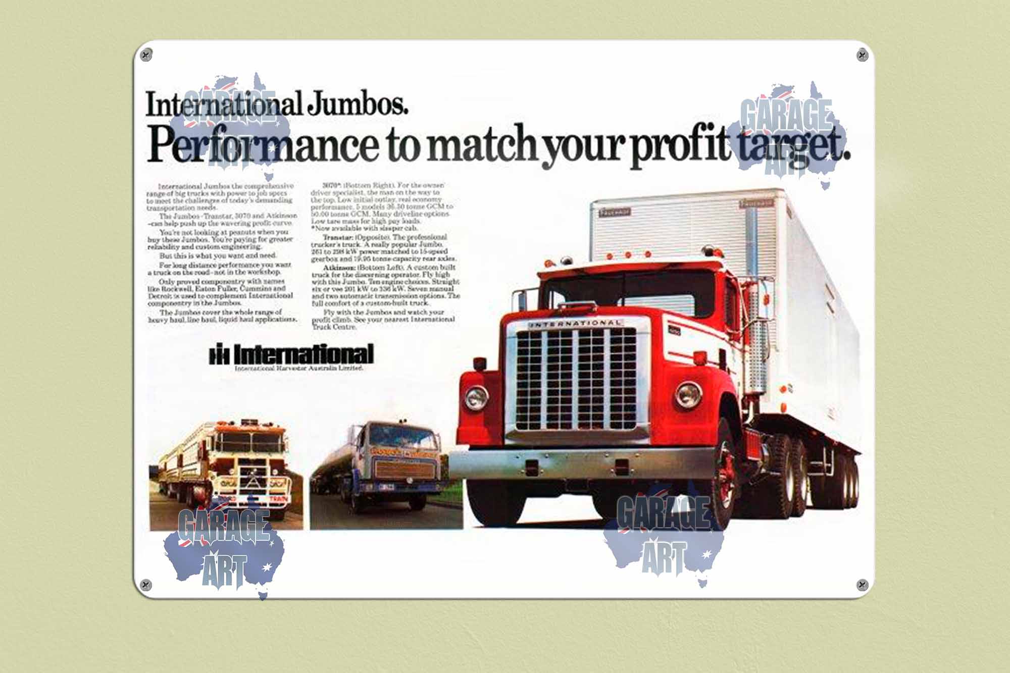 International Trucks Tin Sign freeshipping - garageartaustralia