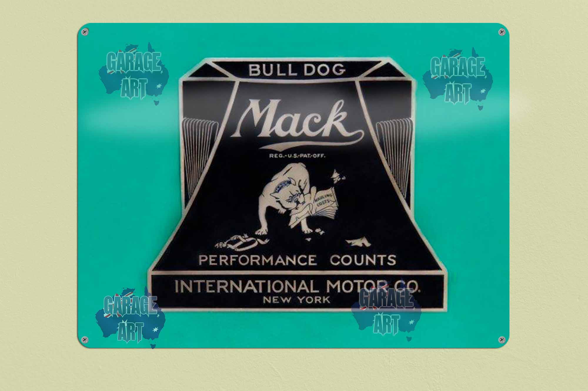 Mack Bull Dog Perfomance Counts Logo Tin Sign freeshipping - garageartaustralia
