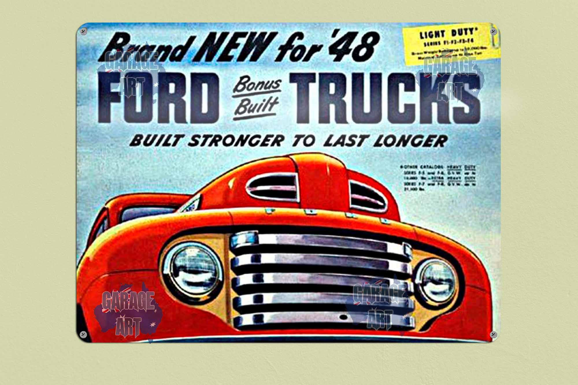Ford 1948 Trucks Light Duty Tin Sign freeshipping - garageartaustralia