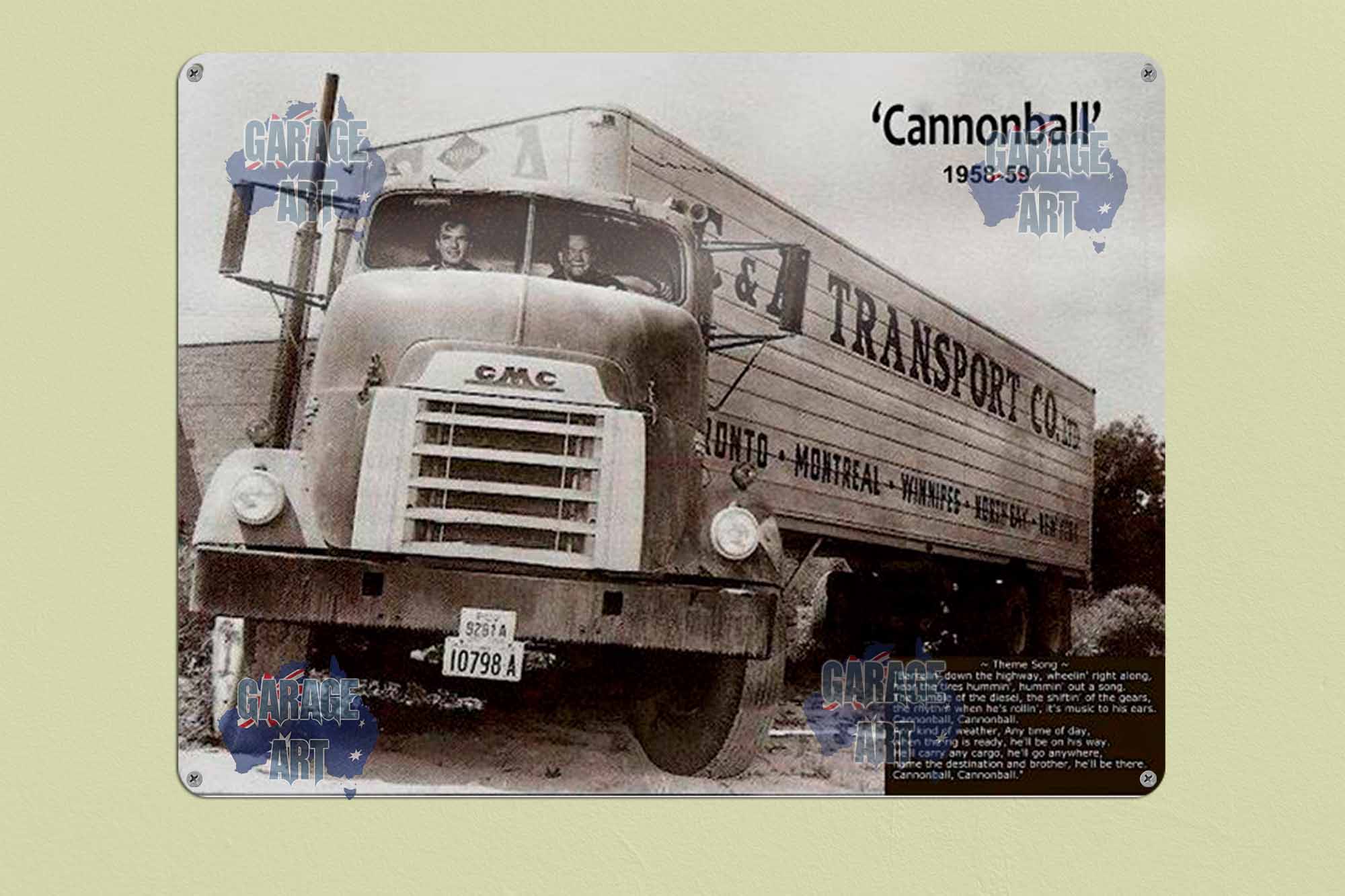 GMC Cannonball Truck Tin Sign freeshipping - garageartaustralia