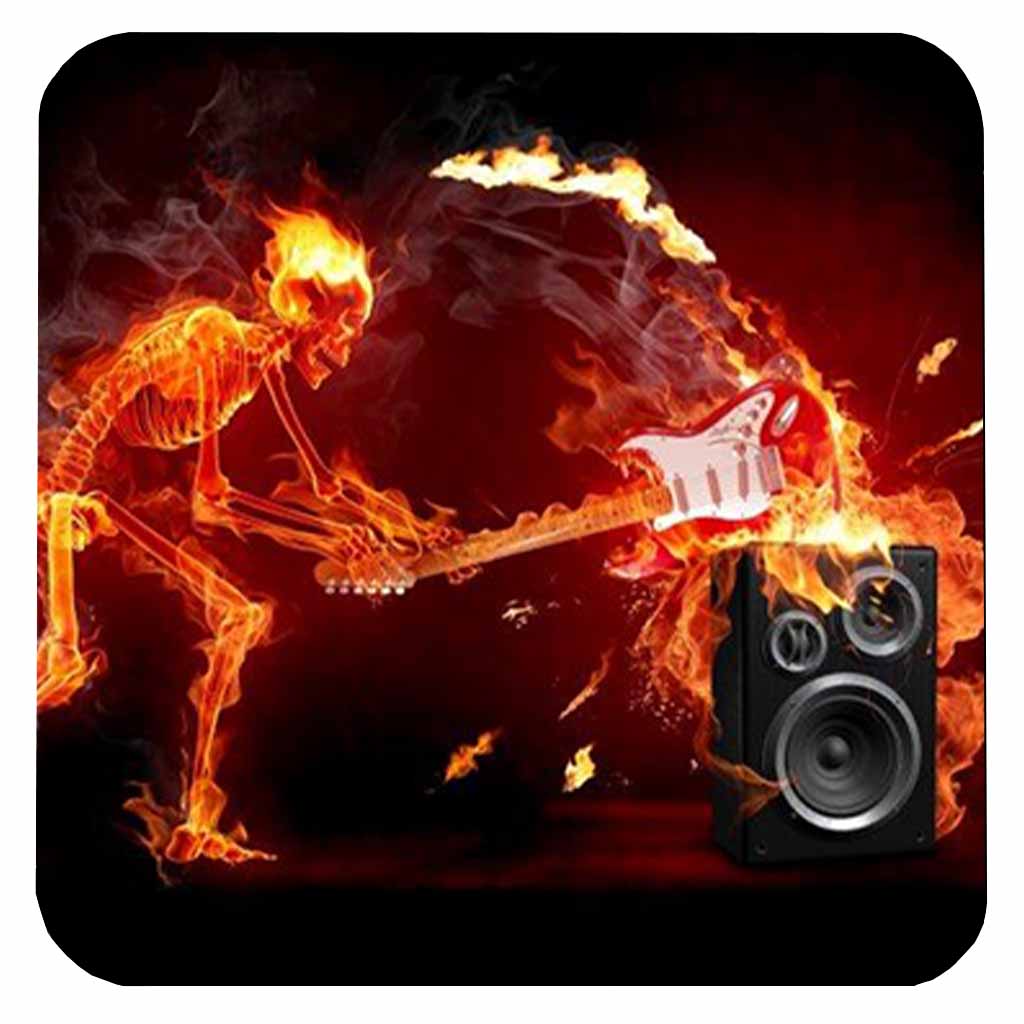 Fire Skeleton Guitar Smash Coaster freeshipping - garageartaustralia