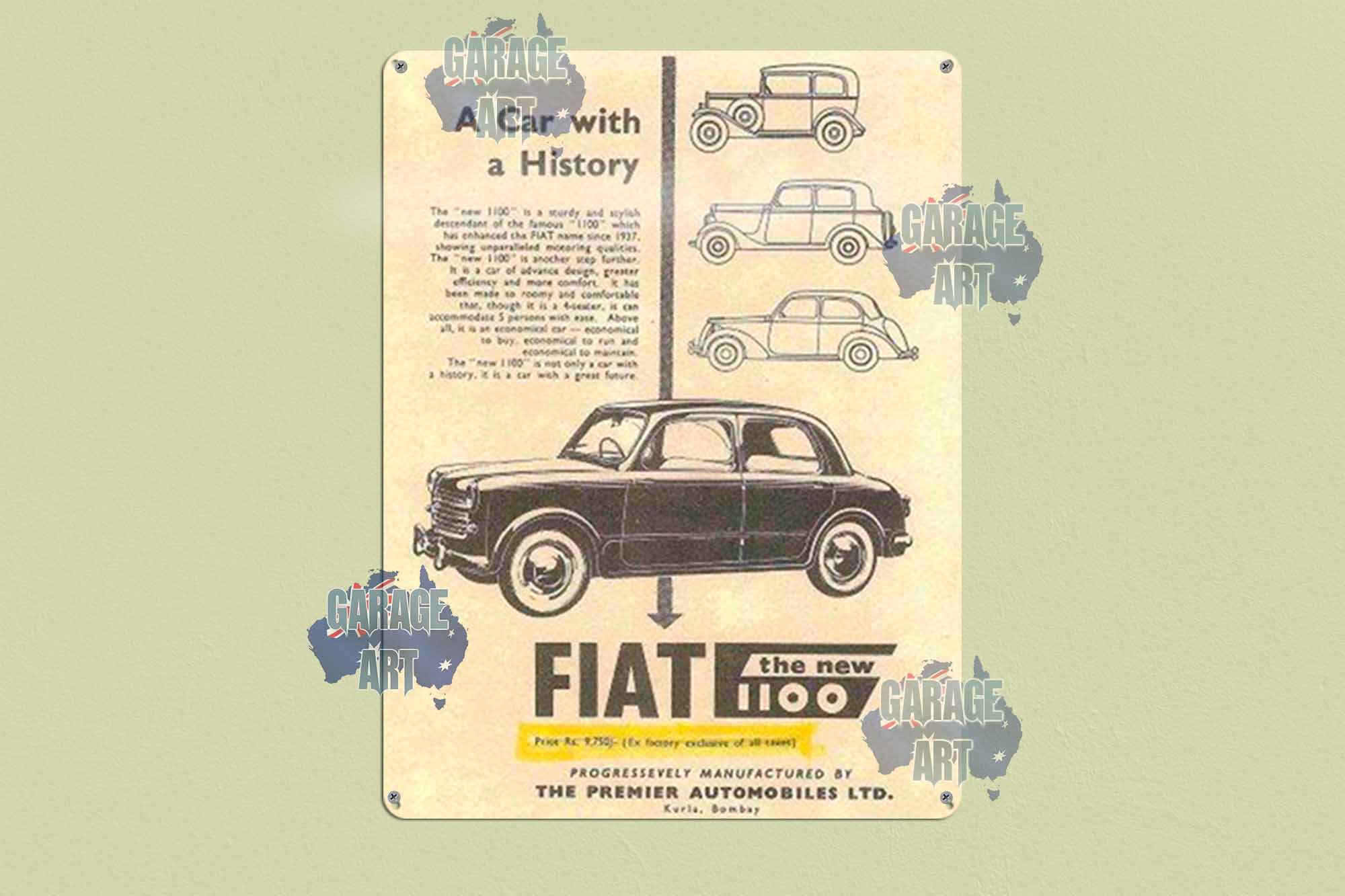 Fiat 1100 Tin Sign freeshipping - garageartaustralia
