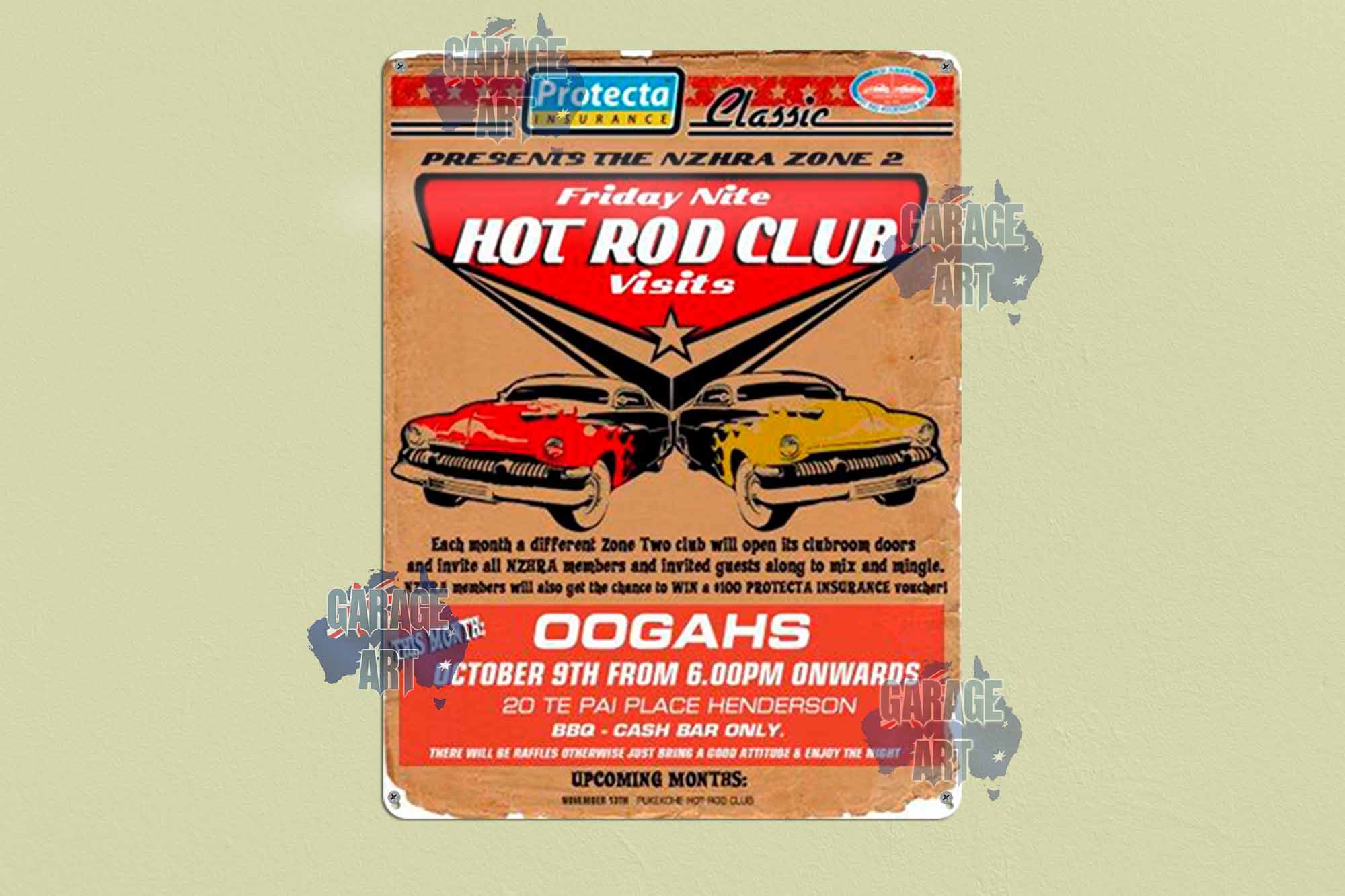 Friday Night Hot Rod Club Tin Sign freeshipping - garageartaustralia