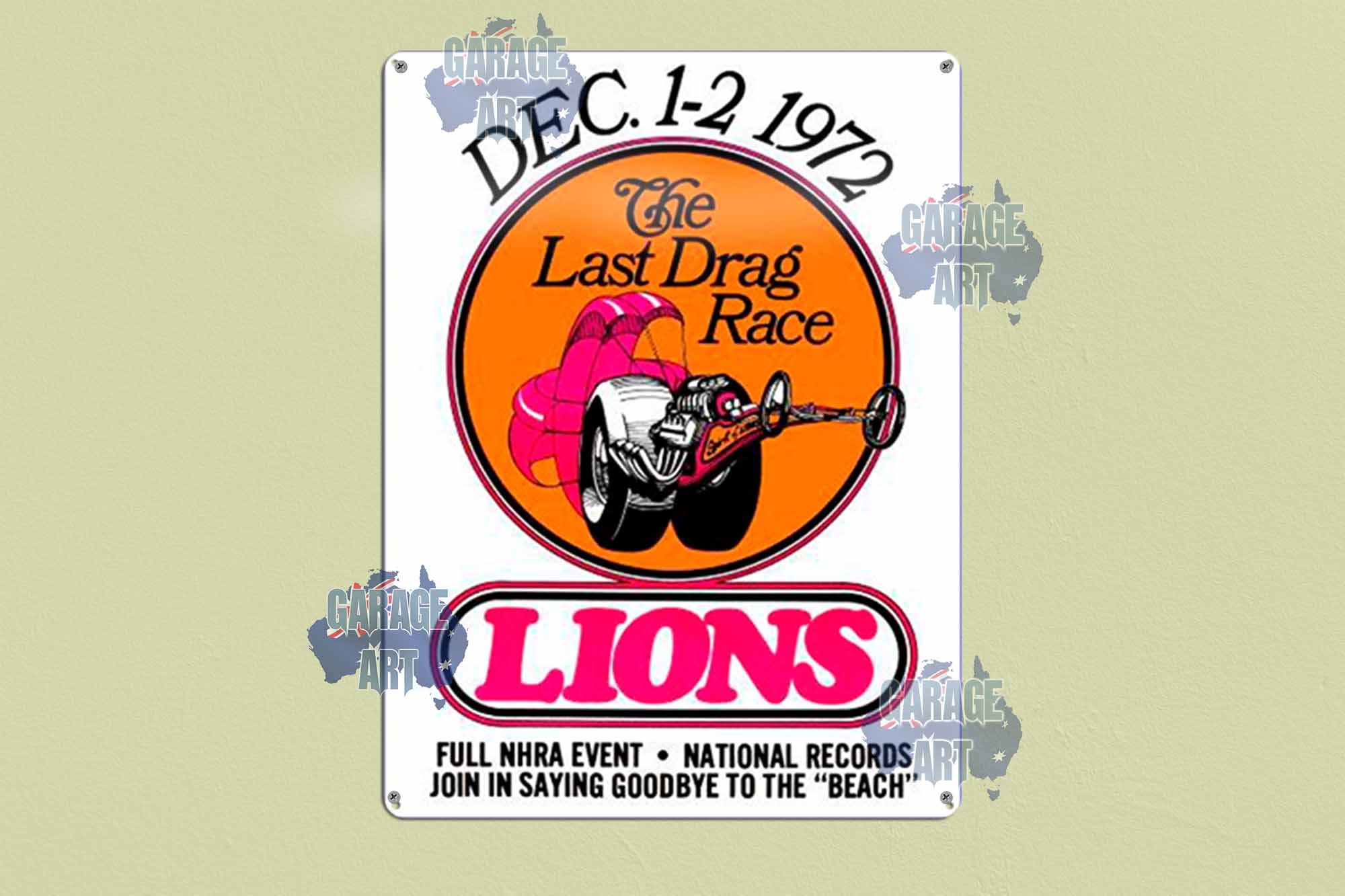 Lions Last Drag Tin Sign freeshipping - garageartaustralia