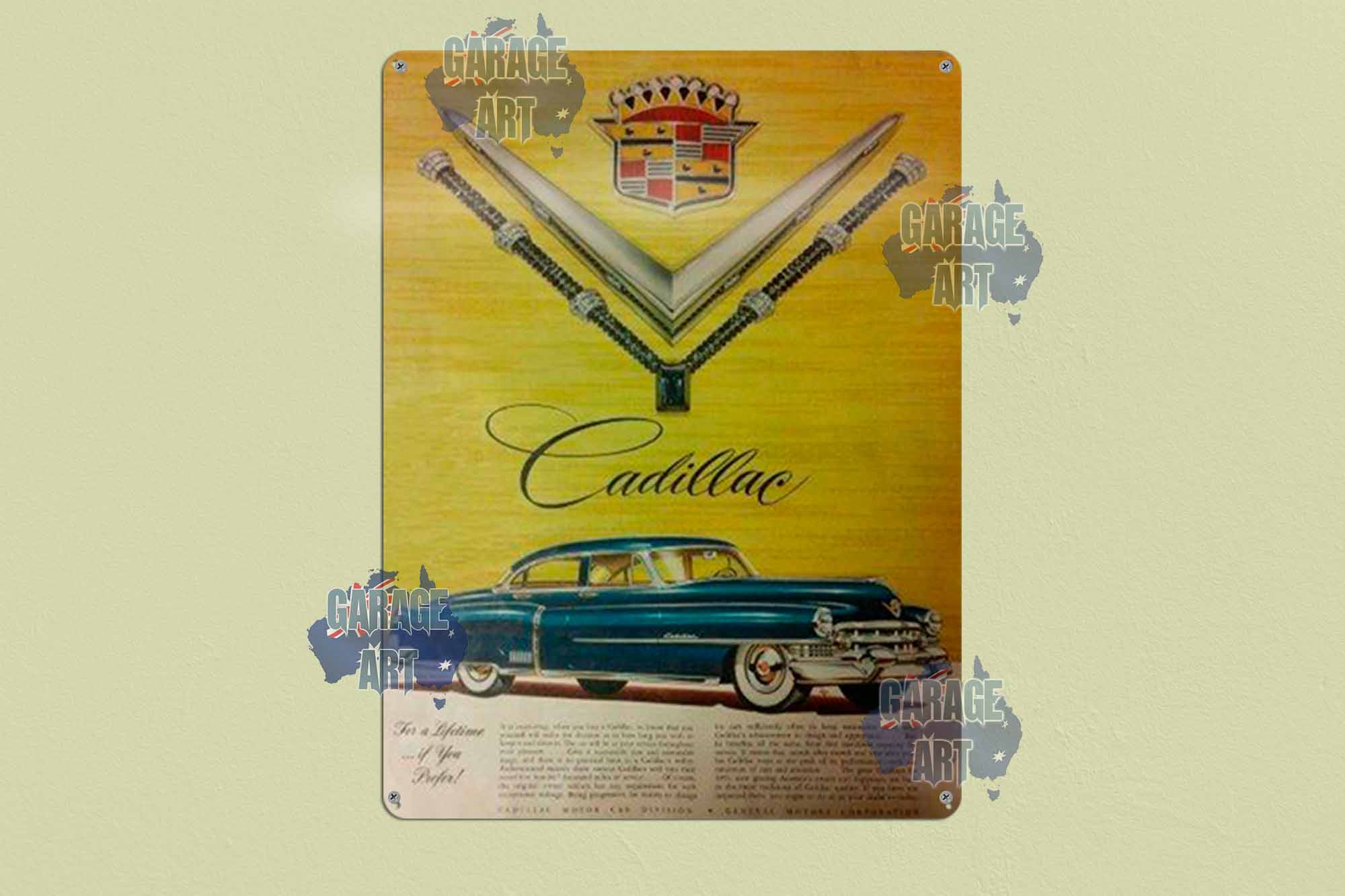 Lifetime Cadillac Tin Sign freeshipping - garageartaustralia