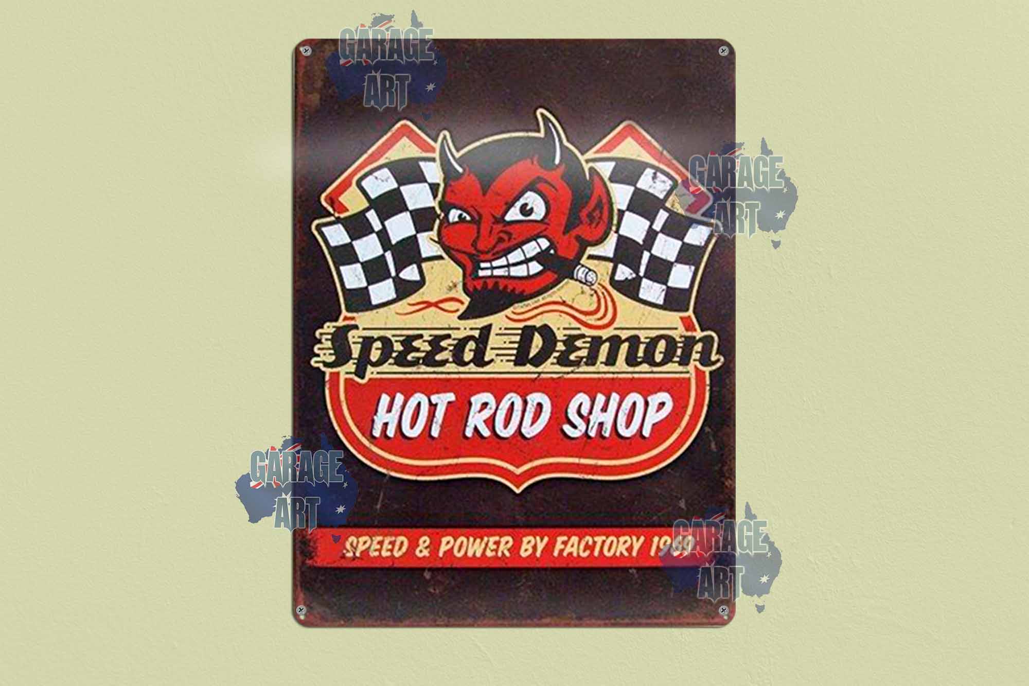 Speed Demon Tin Sign freeshipping - garageartaustralia