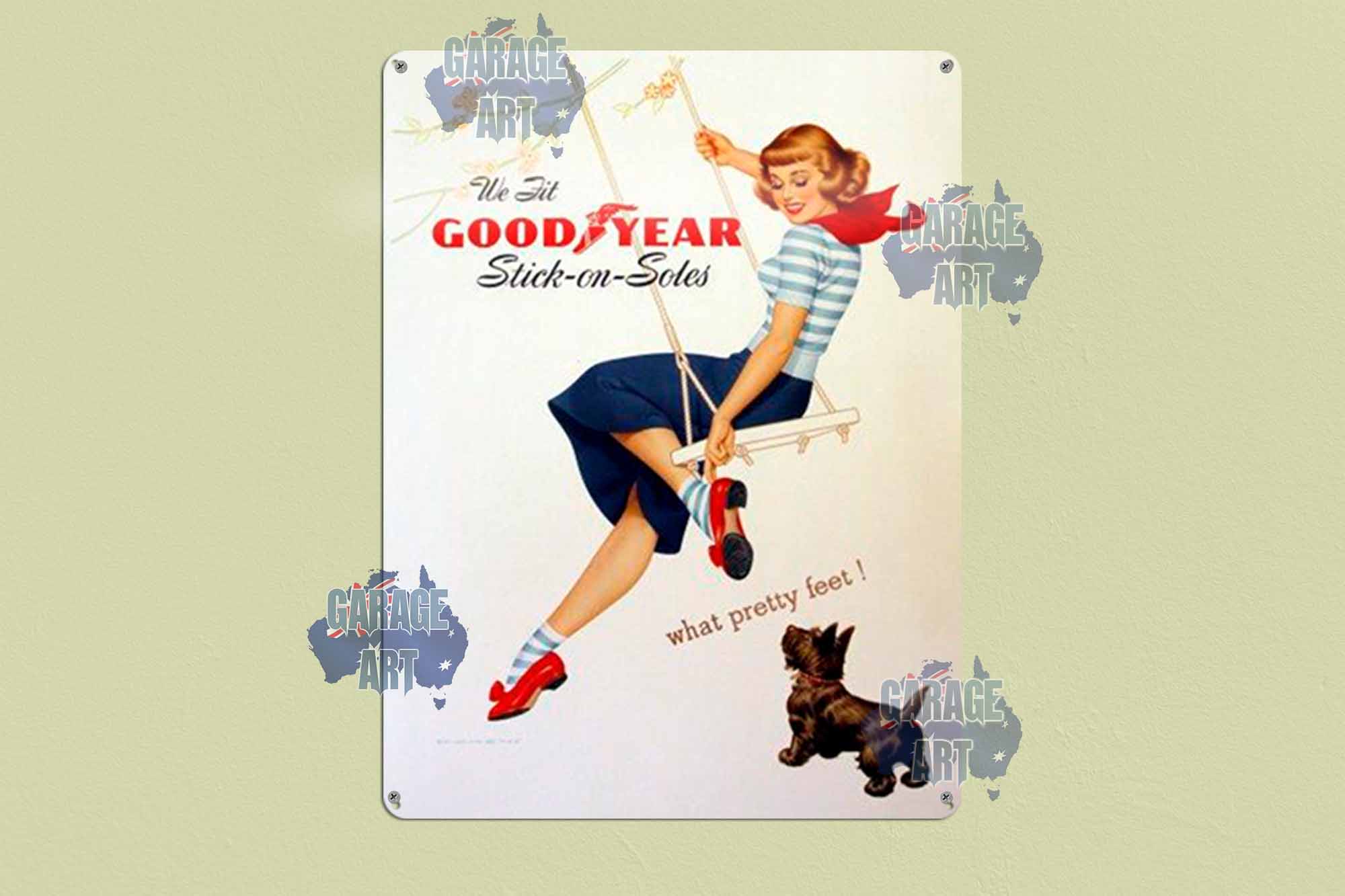 Goodyear Tyre Pinup Girl Tin Sign freeshipping - garageartaustralia