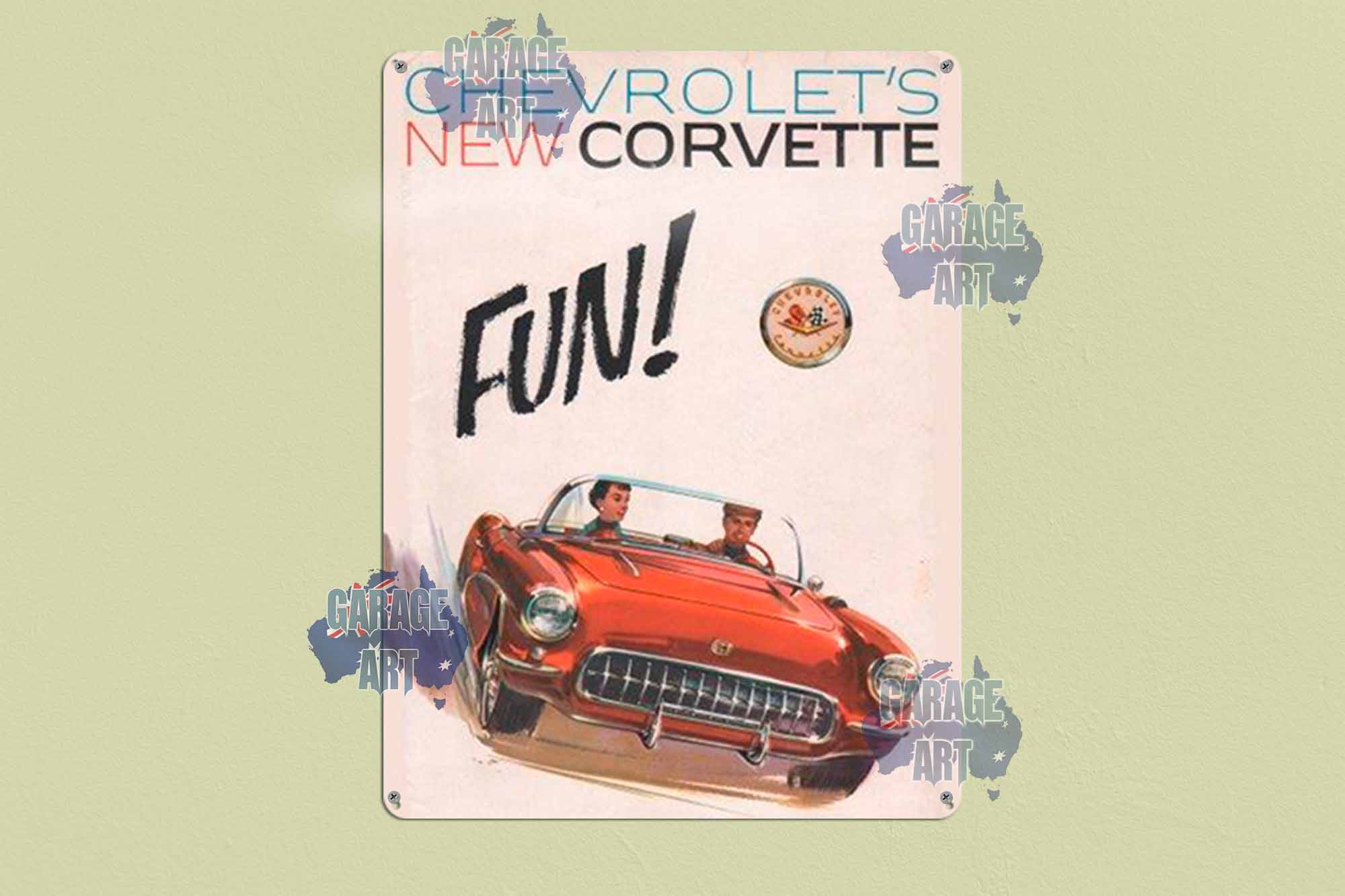 New Corvette Fun Tin Sign freeshipping - garageartaustralia