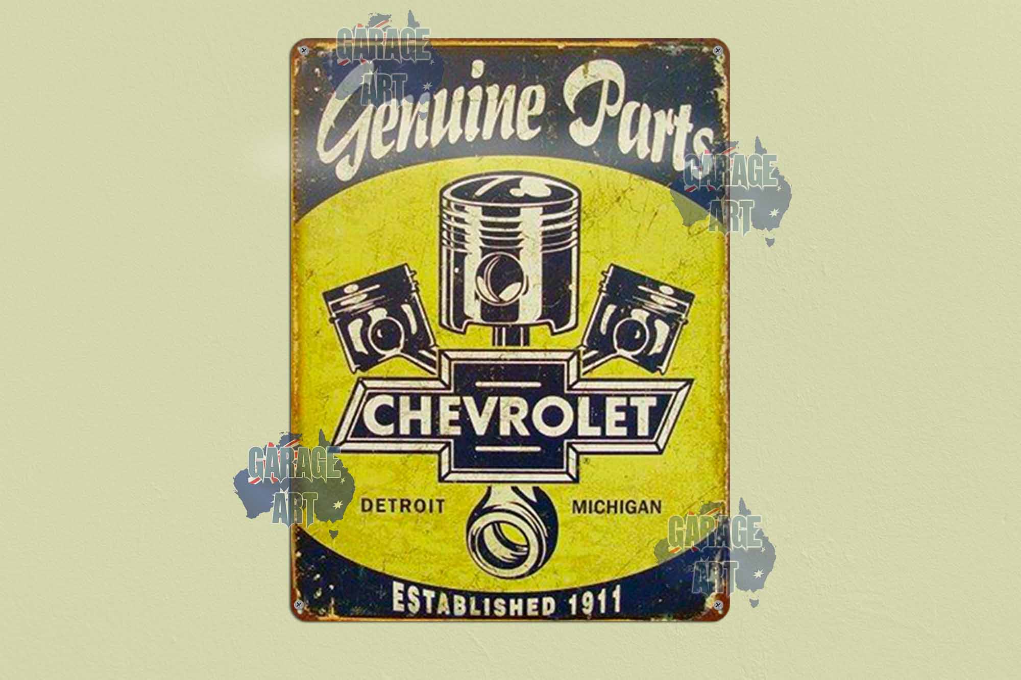 Chevrolet Genuine Parts Est 1911 Tin Sign freeshipping - garageartaustralia